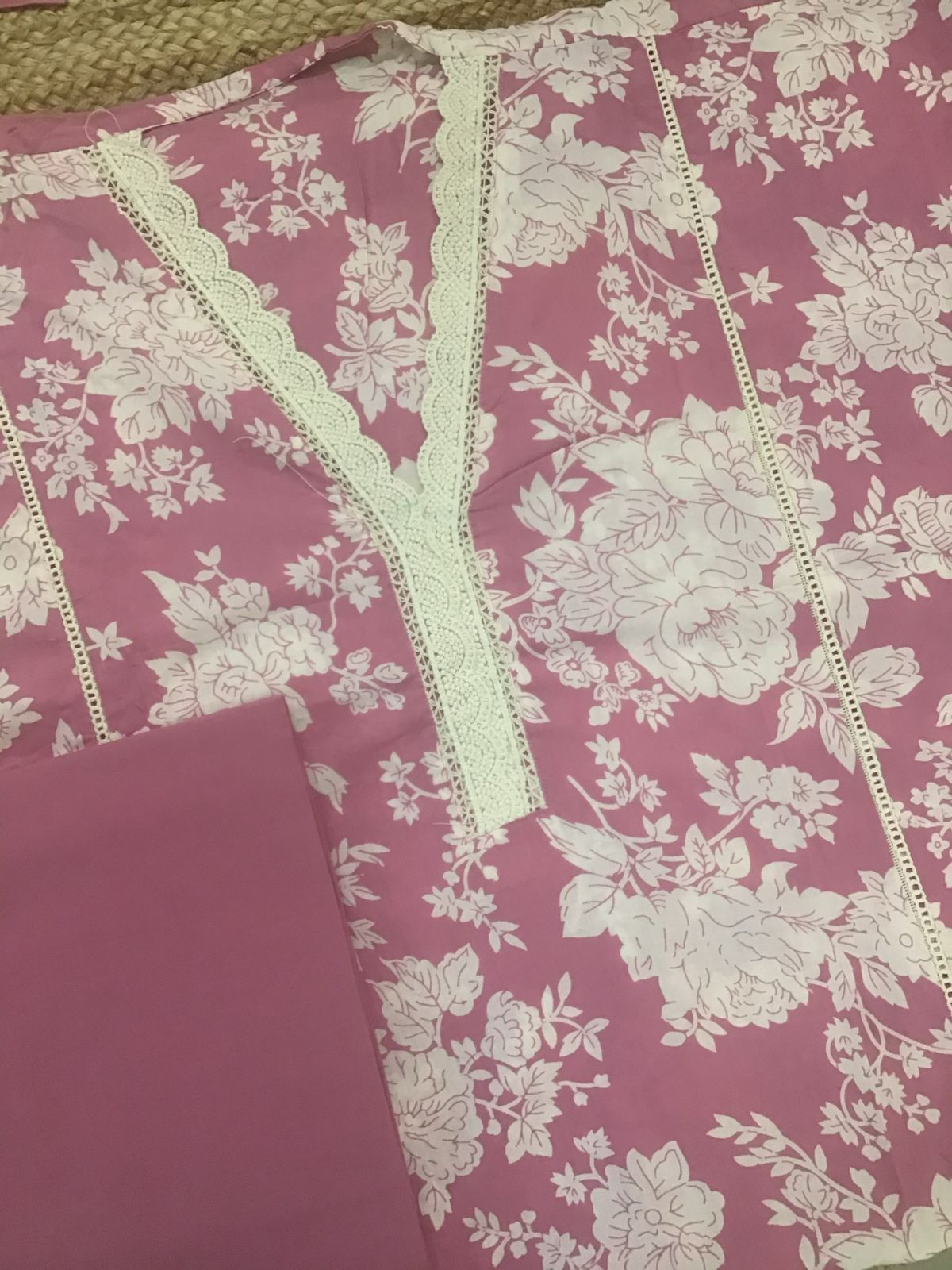 Pure Cotton Printed Embroidered Suit - Pink