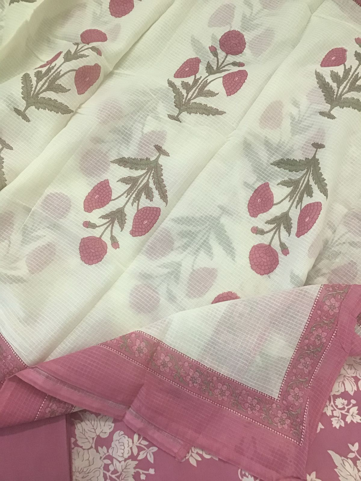 Pure Cotton Printed Embroidered Suit - Pink