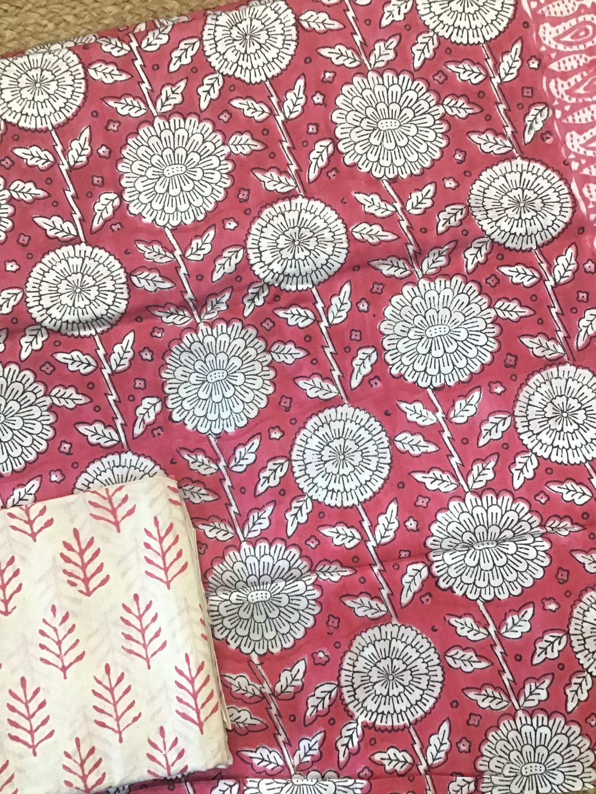 Pure Cotton Silk Block Printed Suit - Pink