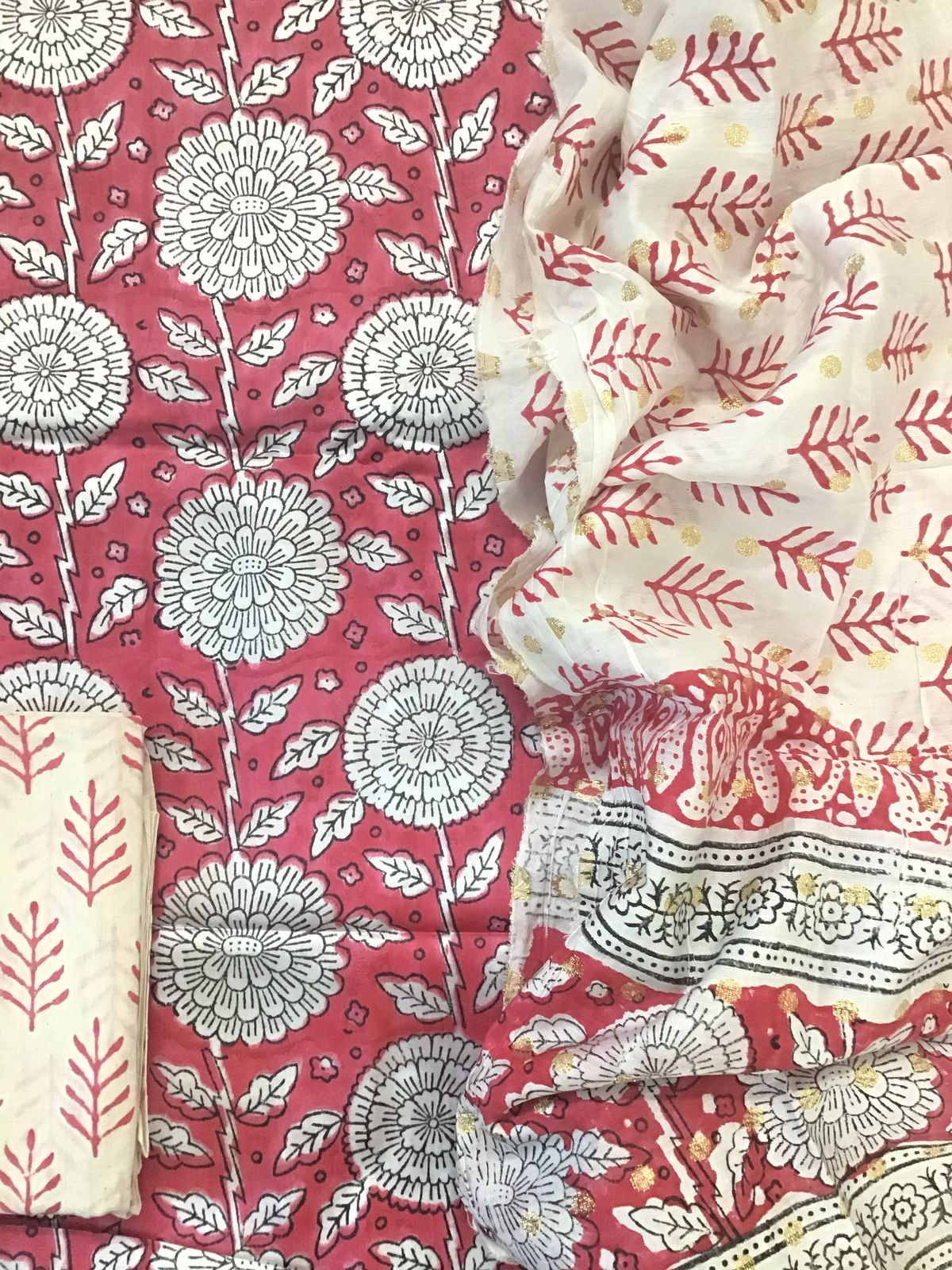 Pure Cotton Silk Block Printed Suit - Pink