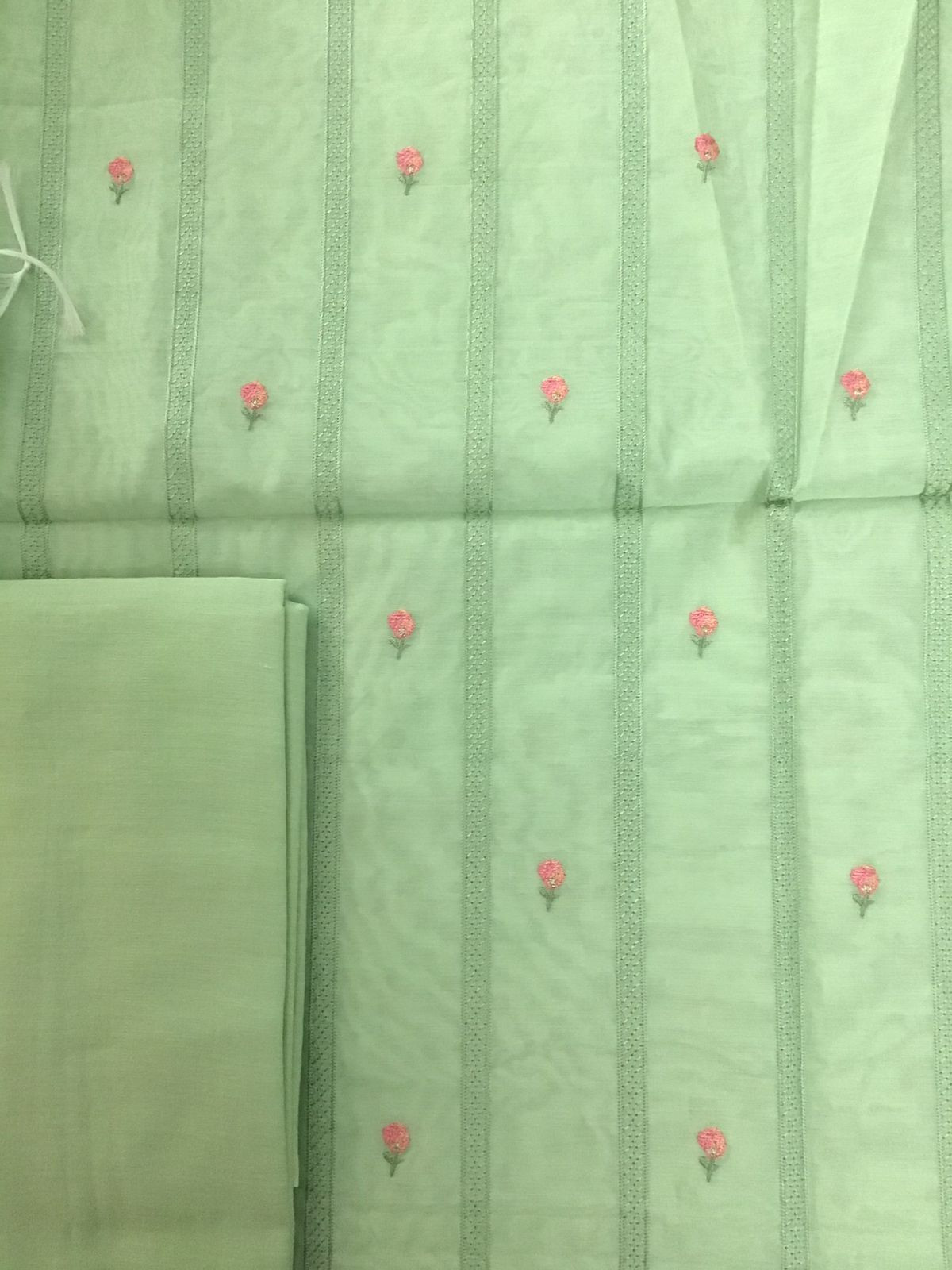 Soft Chanderi Embroidered Suit - Green