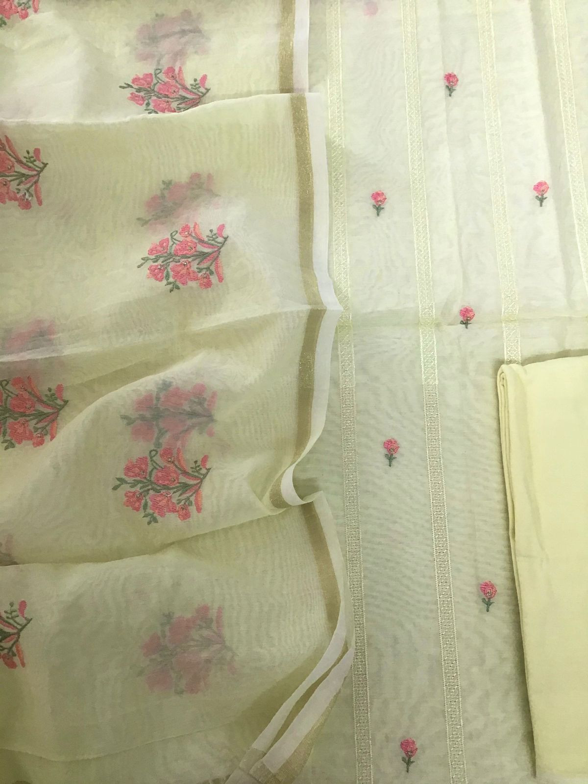 Soft Chanderi Embroidered Suit - Yellow