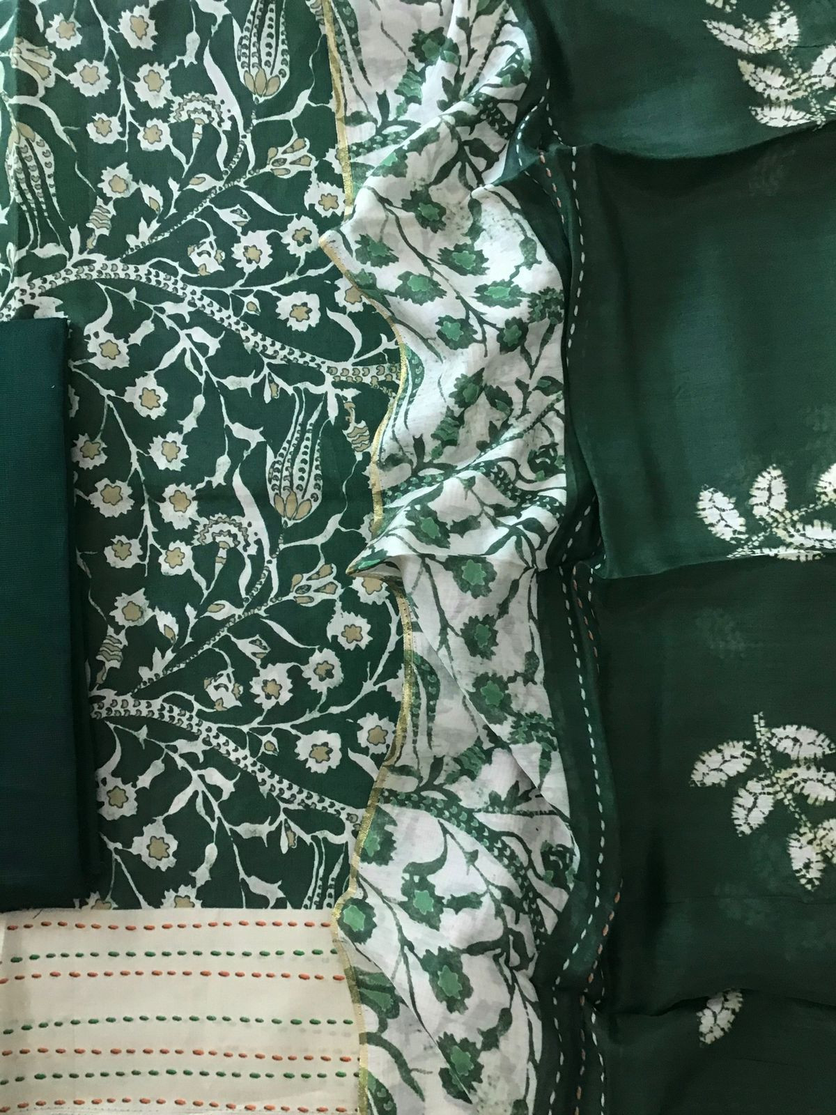 Pure Muslin Printed Suit - Green