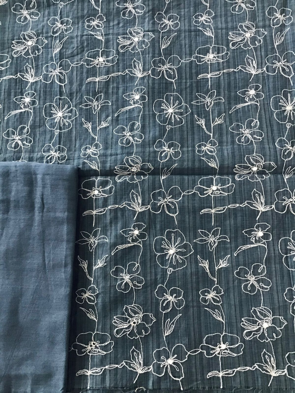 Soft Slub Chanderi Embroidered Suit - Dark Grey