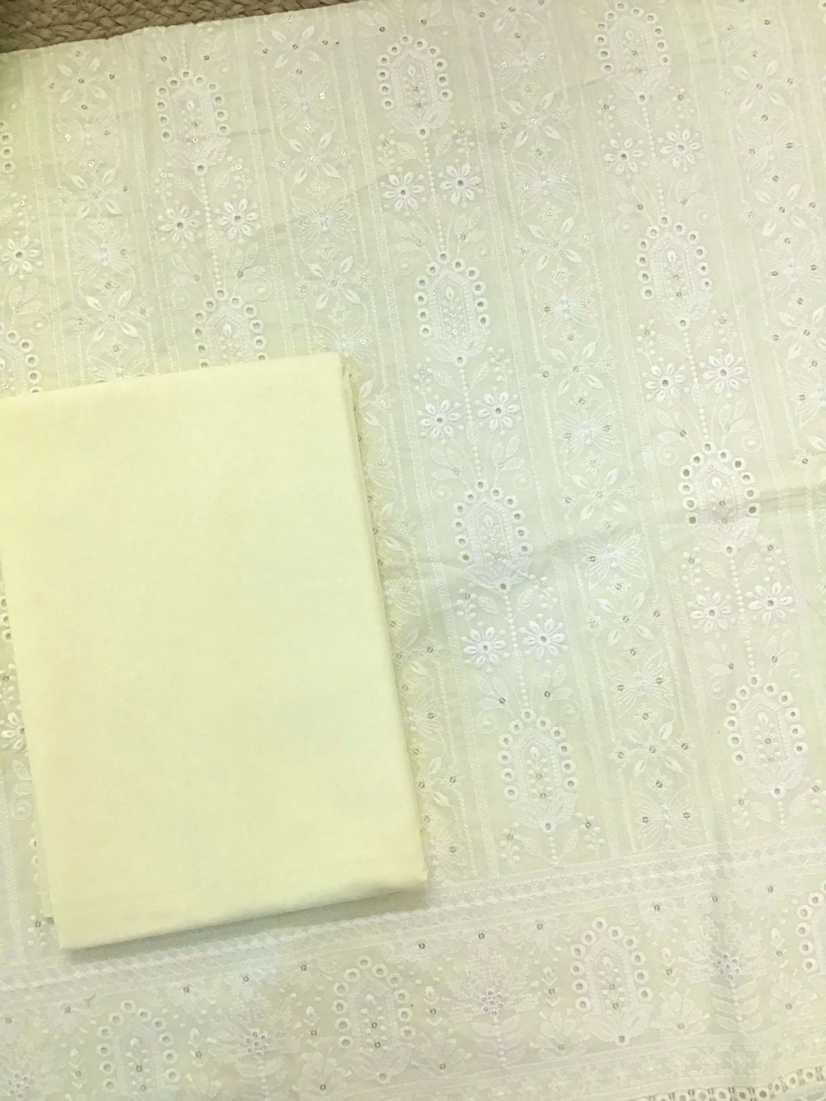 Pure Cotton Embroidered Suit - Yellow