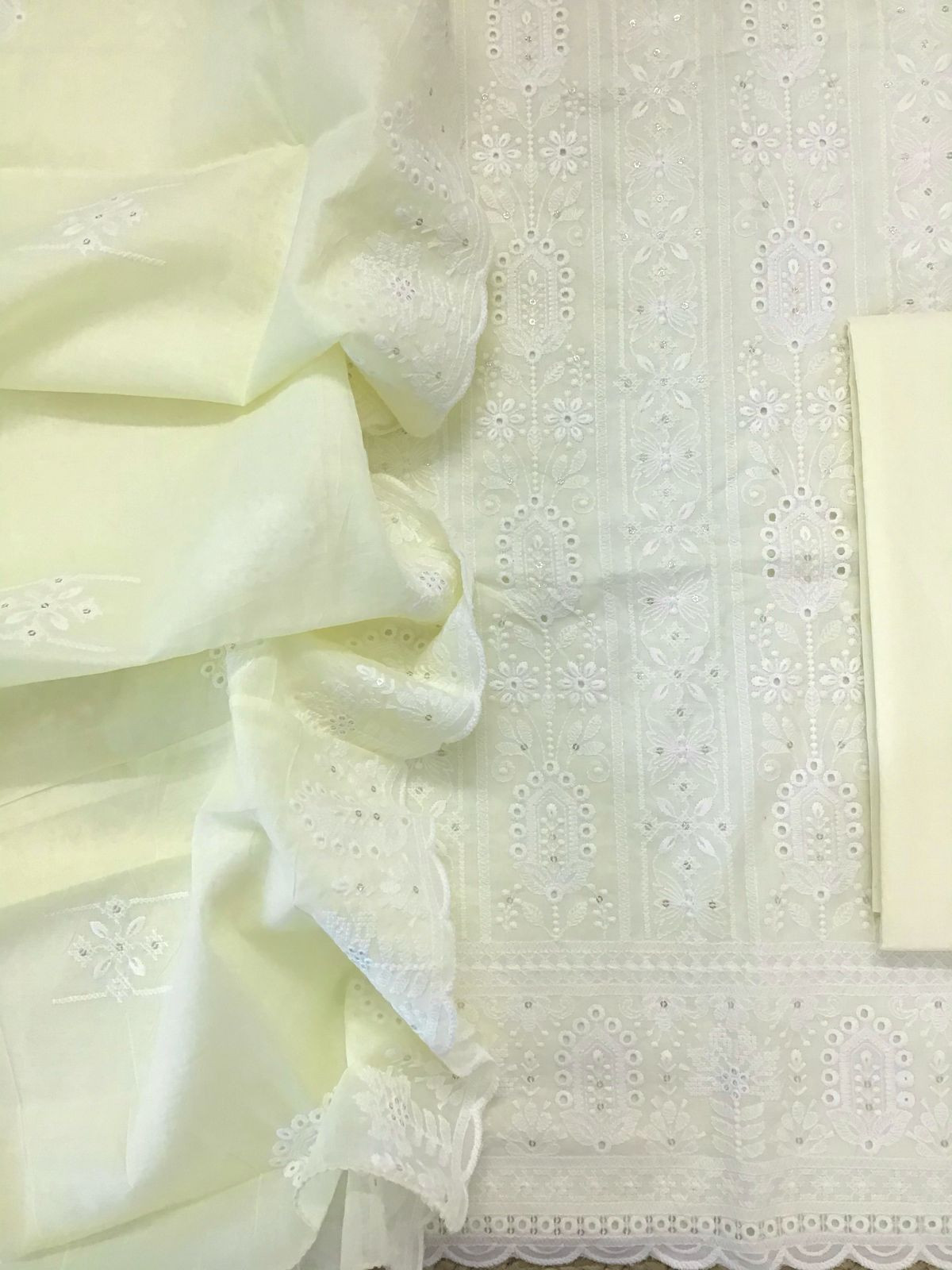 Pure Cotton Embroidered Suit - Yellow