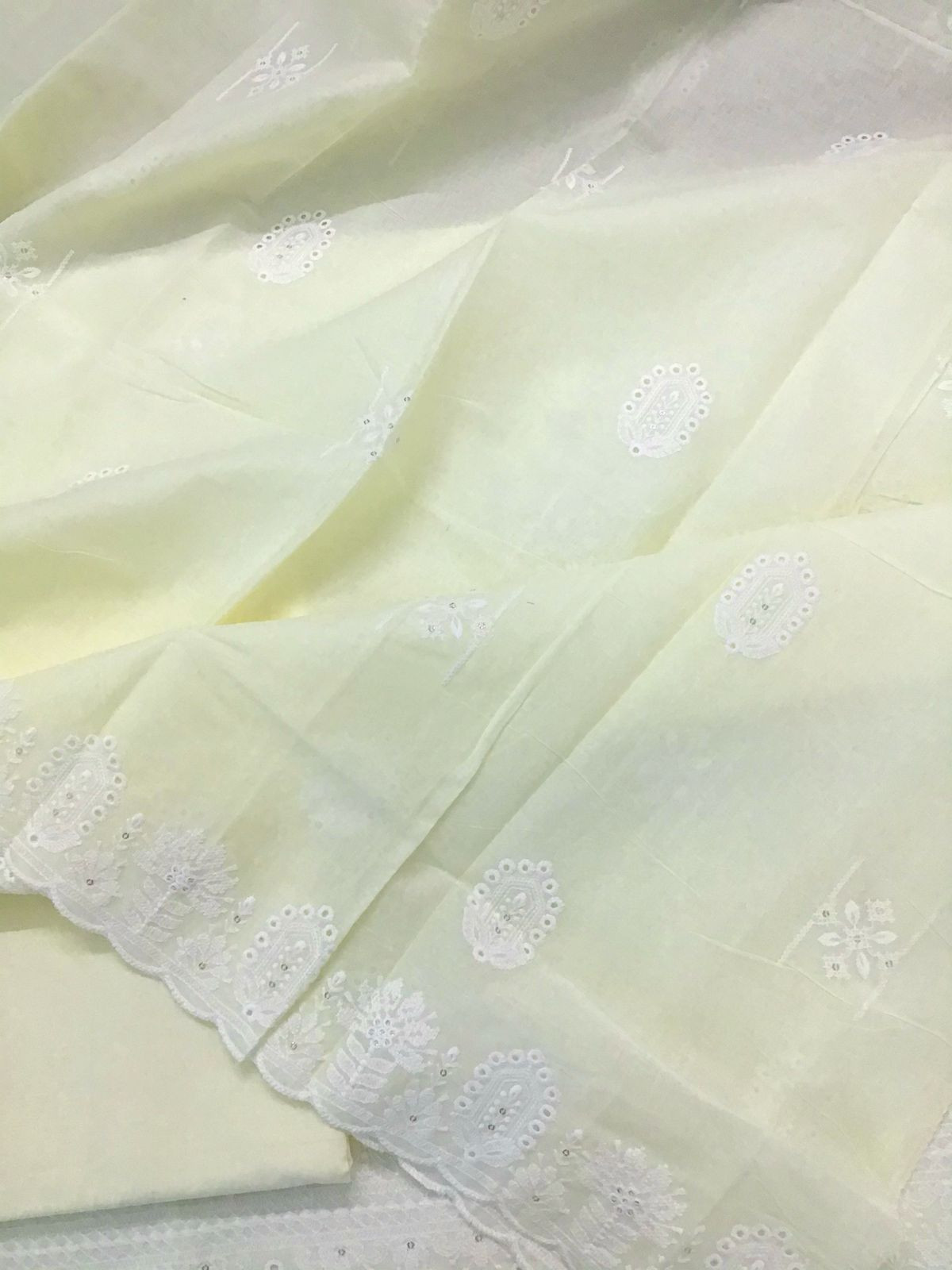 Pure Cotton Embroidered Suit - Yellow