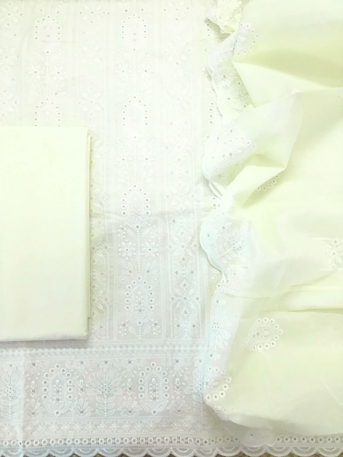 Pure Cotton Embroidered Suit - Yellow