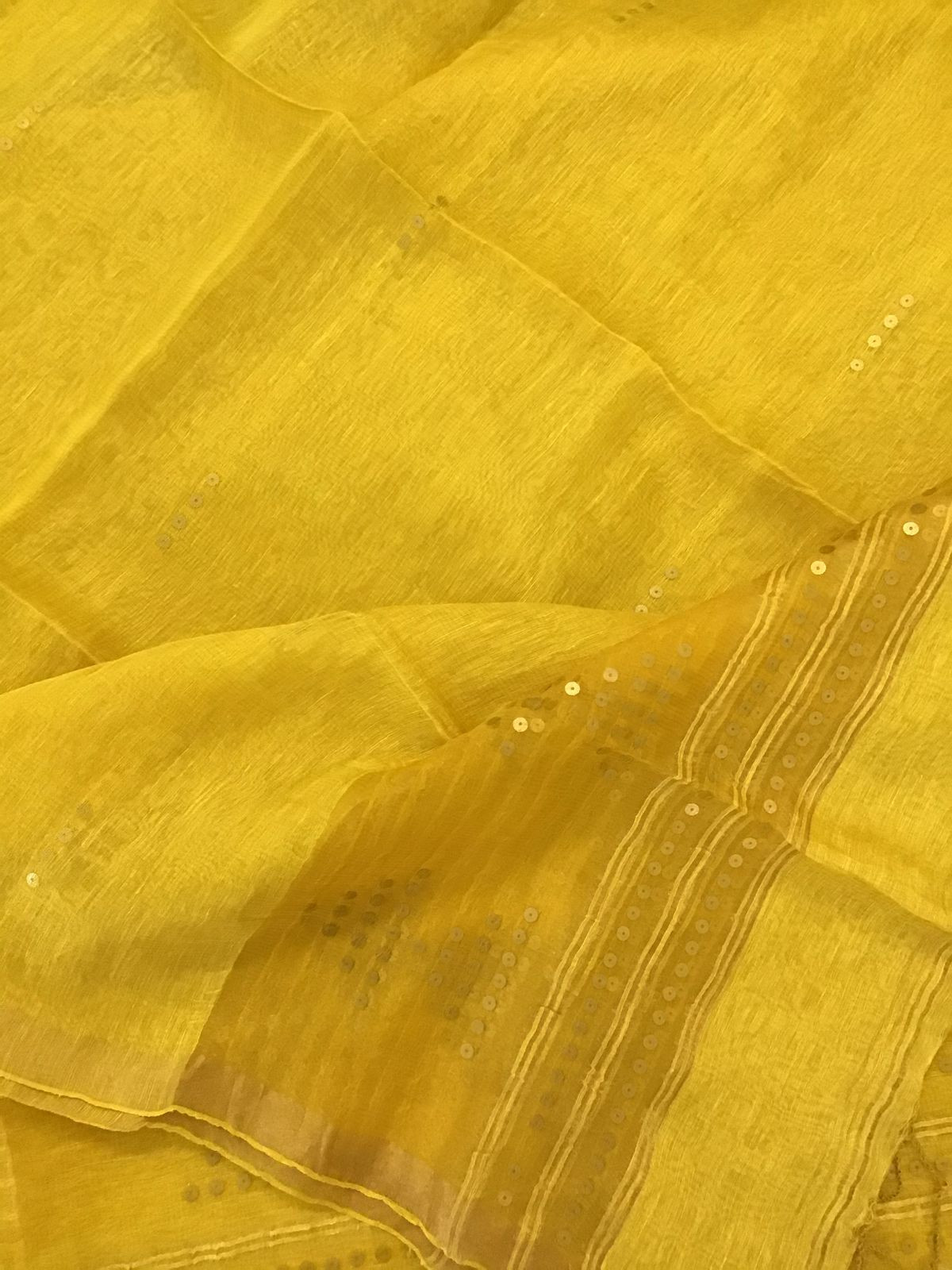 Soft Linen Silk Self Weaved Embroidered Kurta Dupatta Set - Yellow