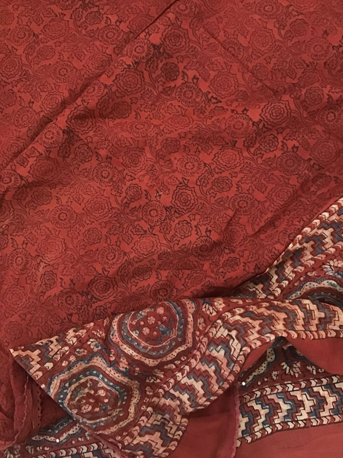 Pure Cotton Printed Embroidered Suit - Black