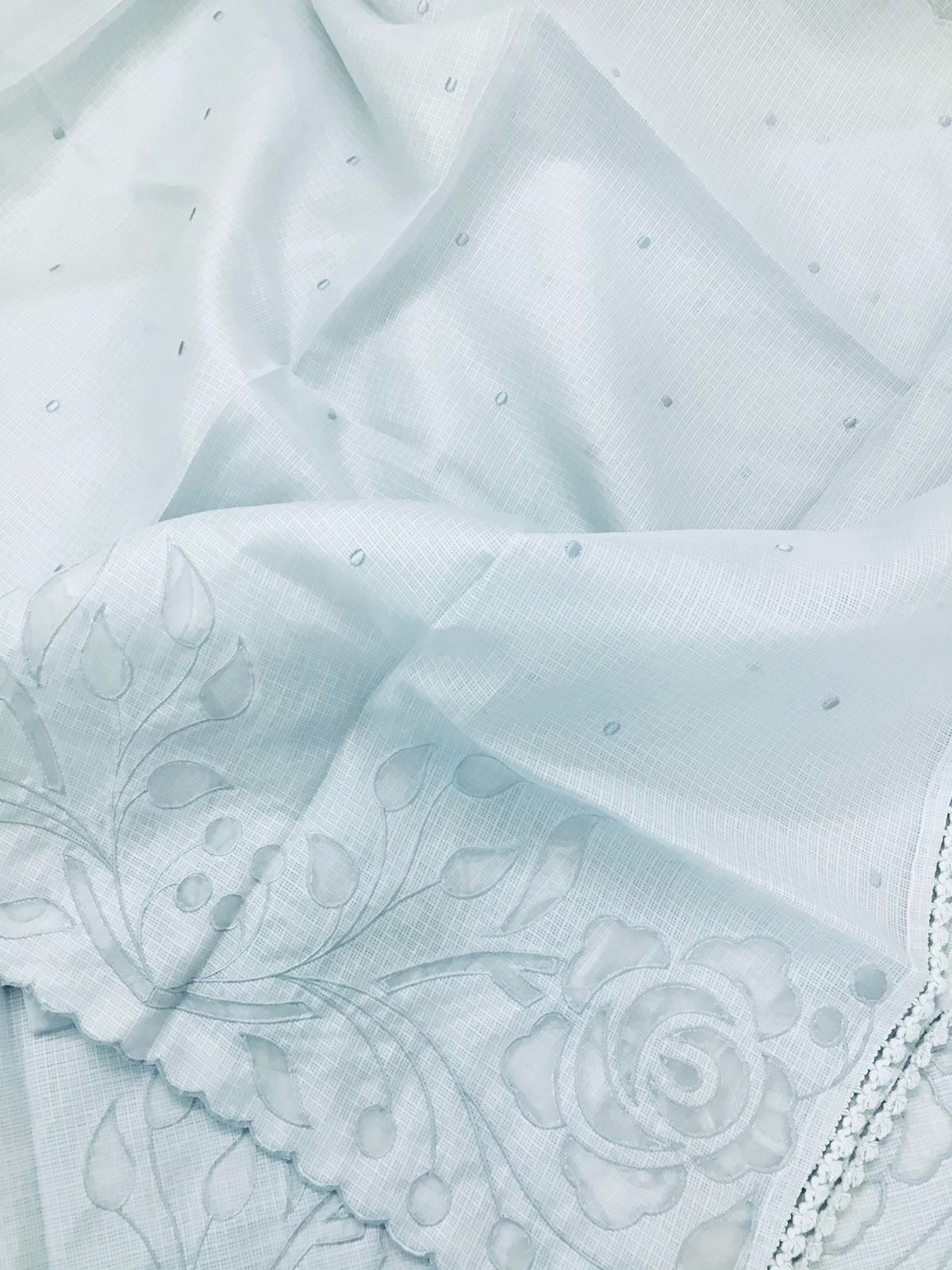 Soft Kota Silk Embroidered Suit - Blue