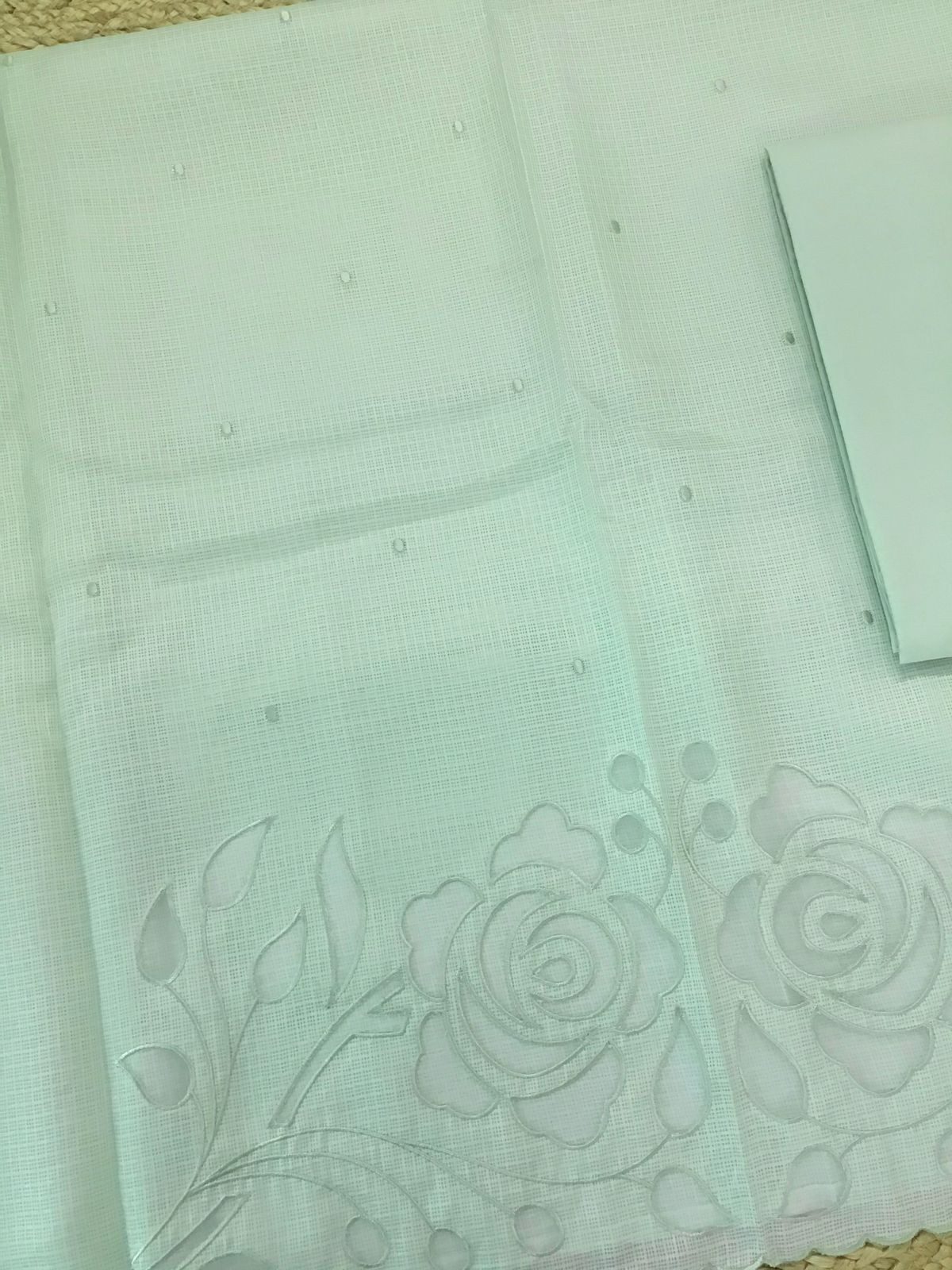 Soft Kota Silk Embroidered Suit - Green