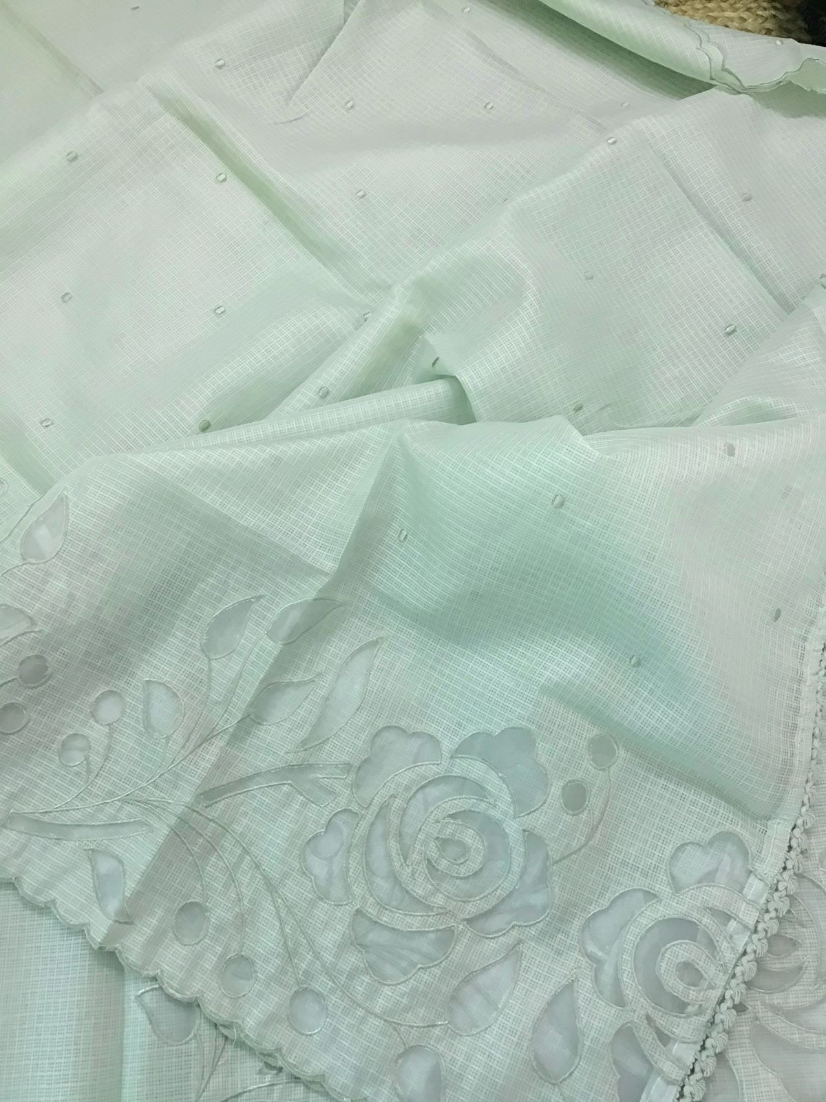 Soft Kota Silk Embroidered Suit - Green