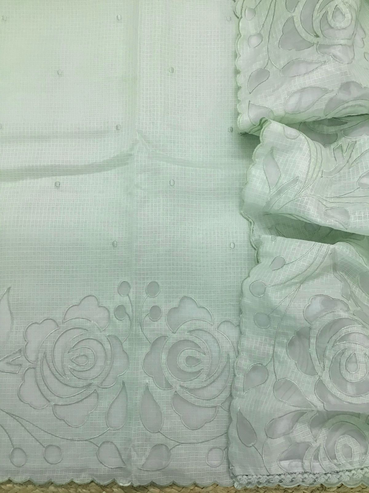 Soft Kota Silk Embroidered Suit - Green