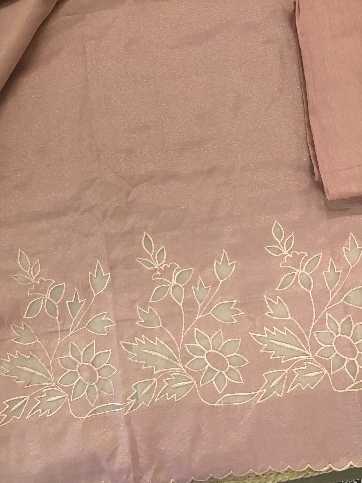 Soft Tissue Chanderi Embroidered Suit - Onion Pink