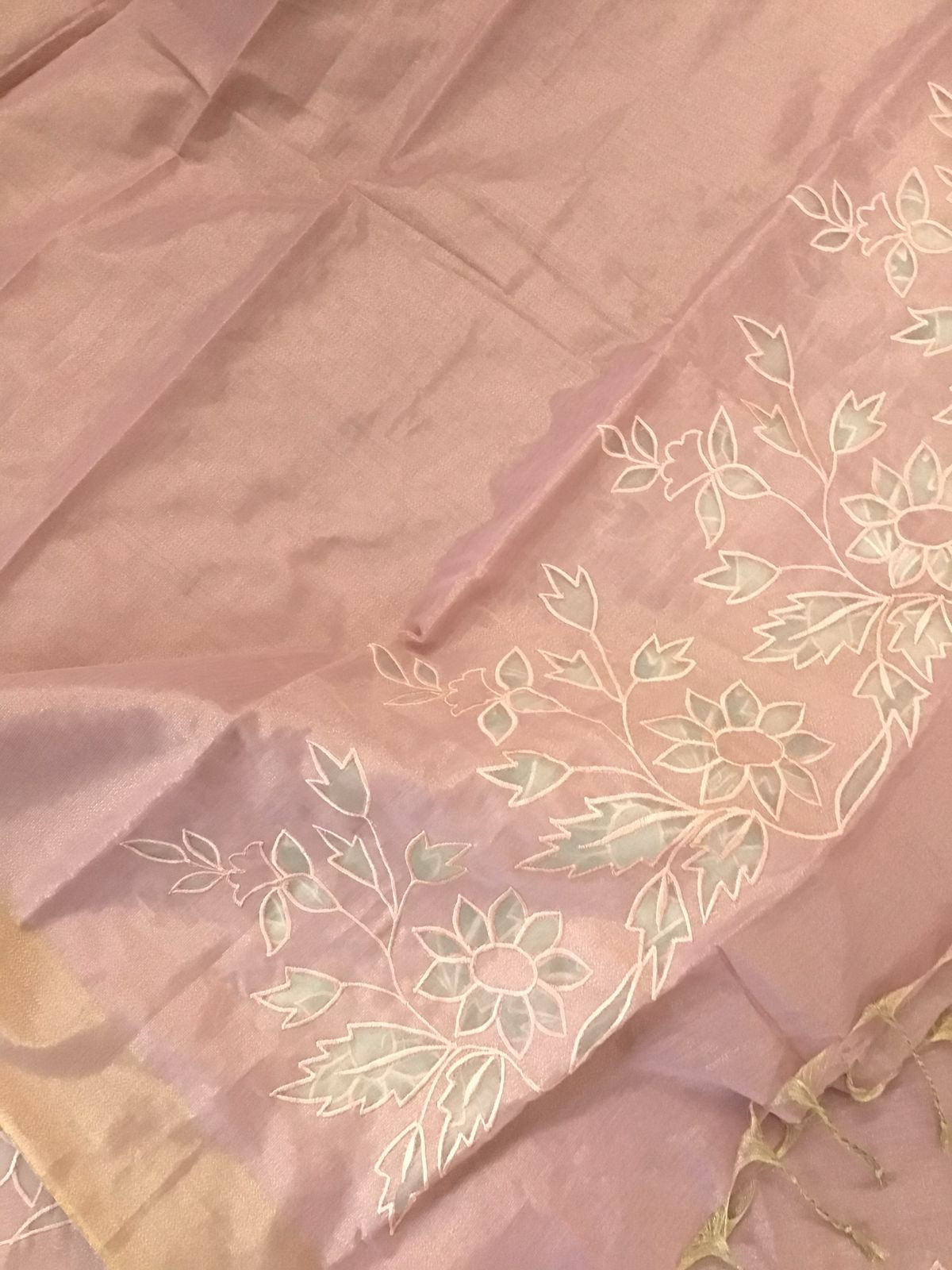 Soft Tissue Chanderi Embroidered Suit - Onion Pink