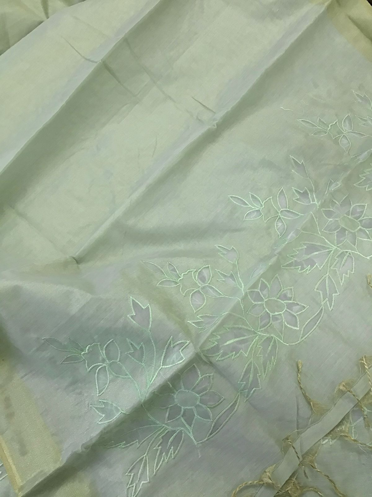 Soft Tissue Chanderi Embroidered Suit - Green