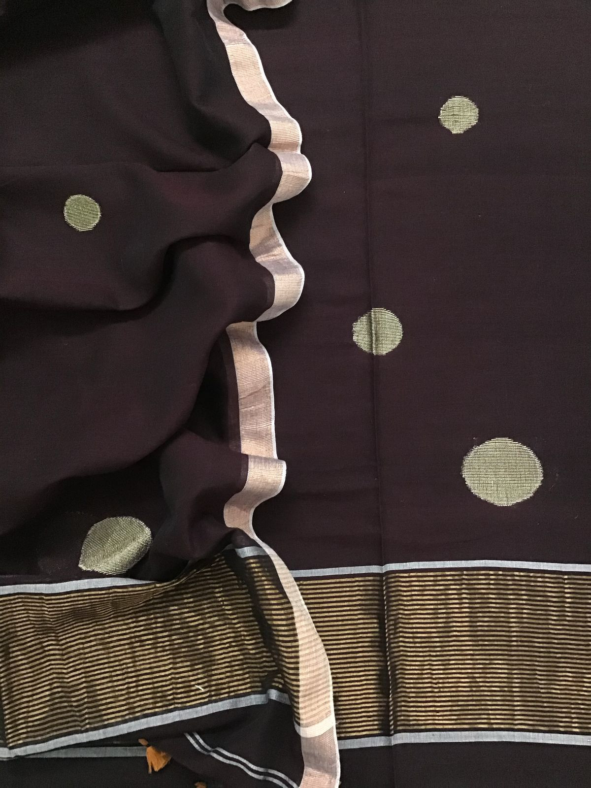 Pure Handloom Cotton Self Weaved Kurta Dupatta Set - Brown