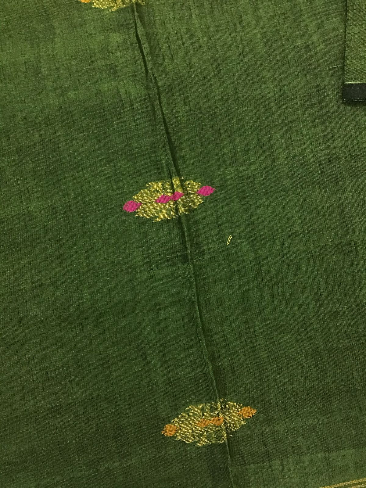 Pure Linen Jute Cotton Self Weaved Kurta Dupatta Set - Green