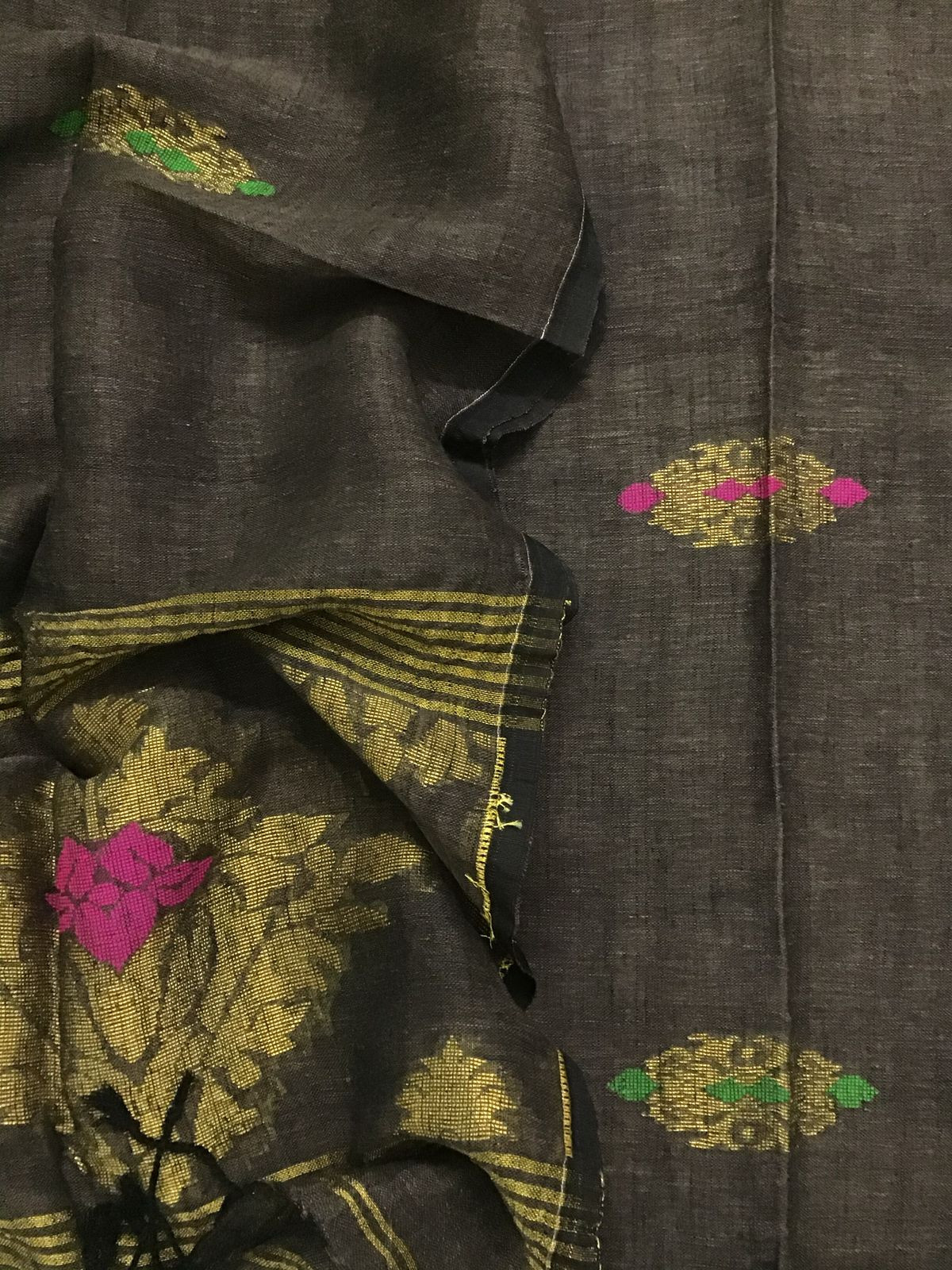 Pure Linen Jute Cotton Self Weaved Kurta Dupatta Set - Brownish Grey