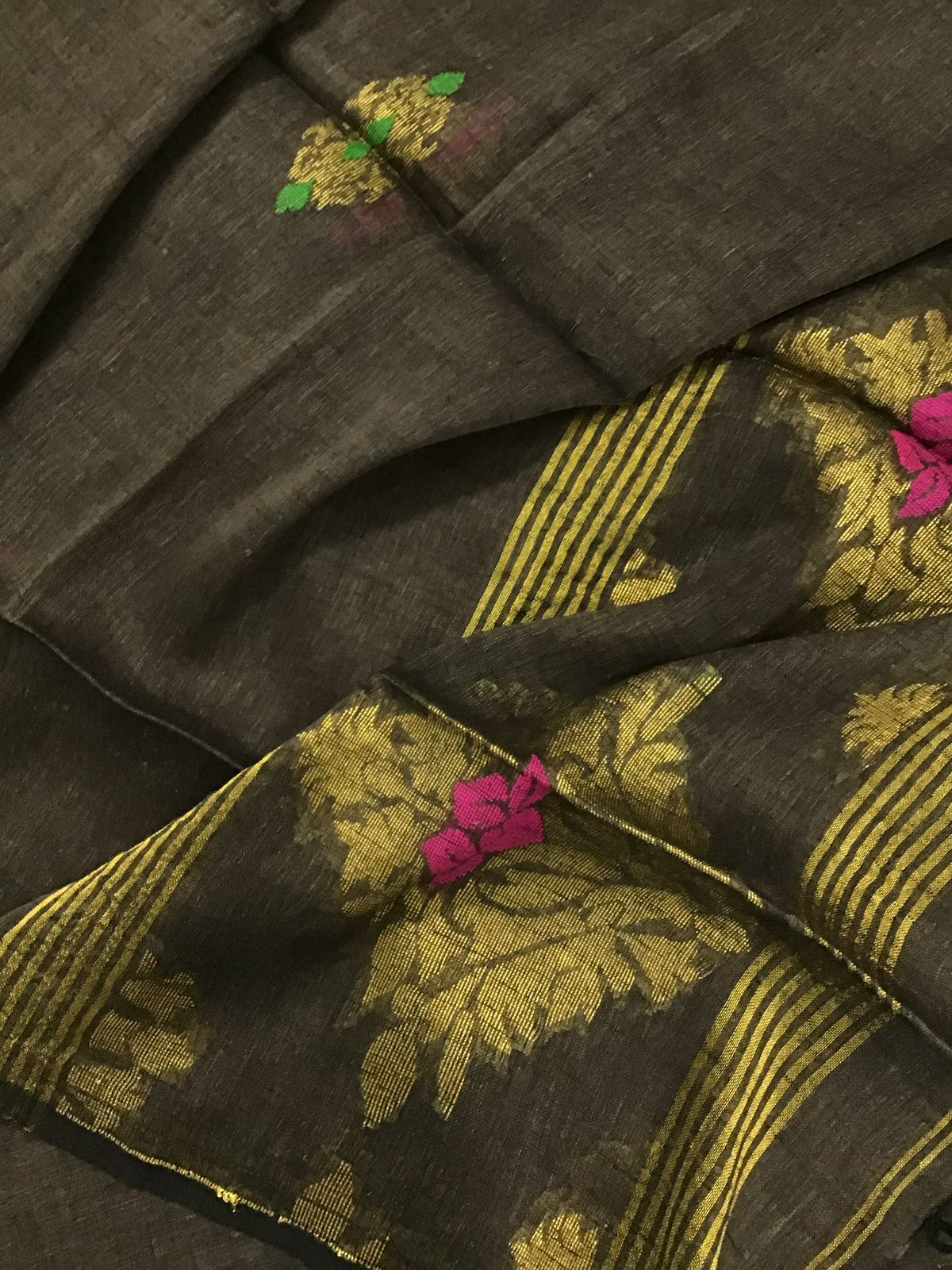 Pure Linen Jute Cotton Self Weaved Kurta Dupatta Set - Brownish Grey