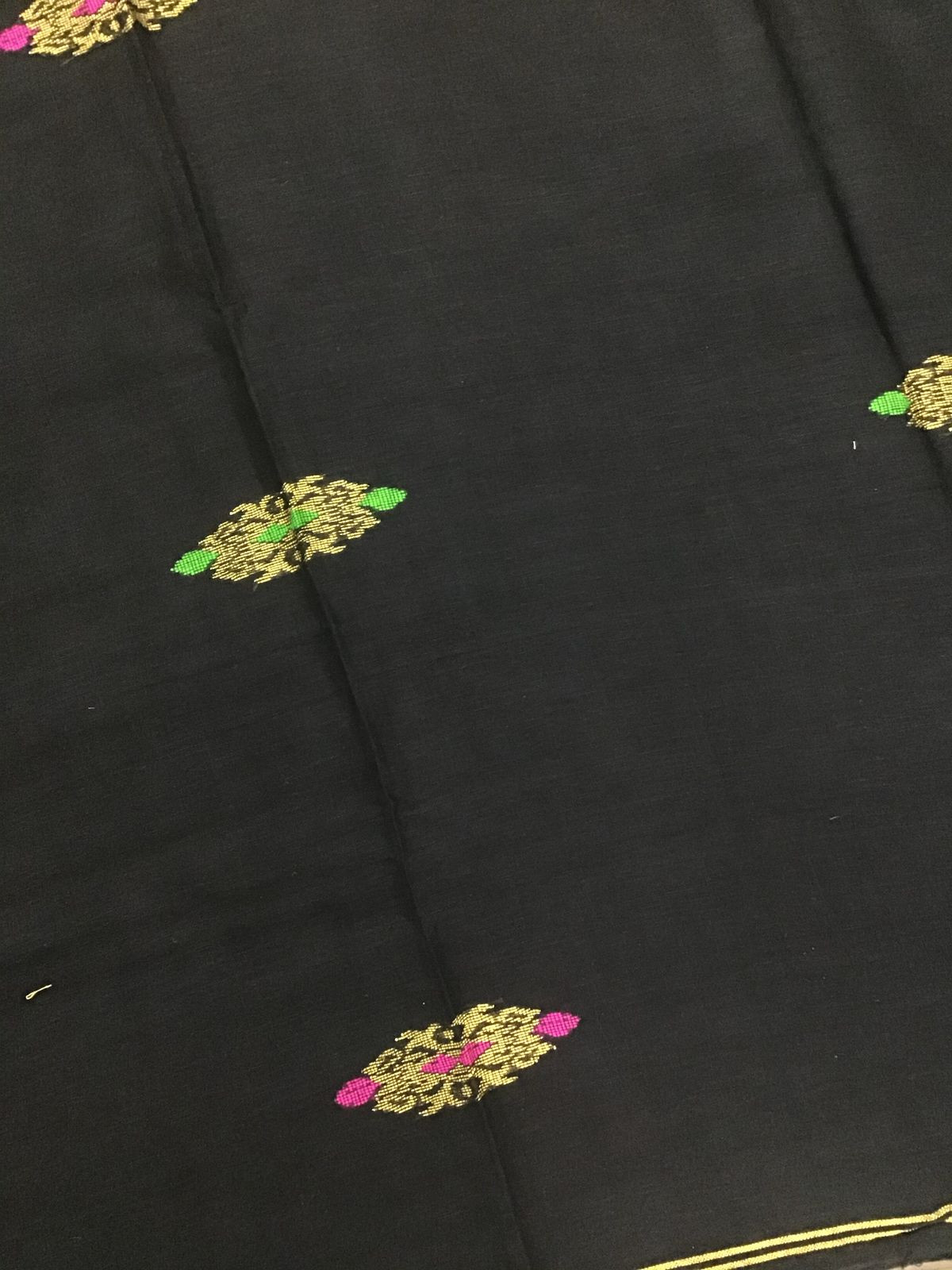 Pure Linen Jute Cotton Self Weaved Kurta Dupatta Set - Black