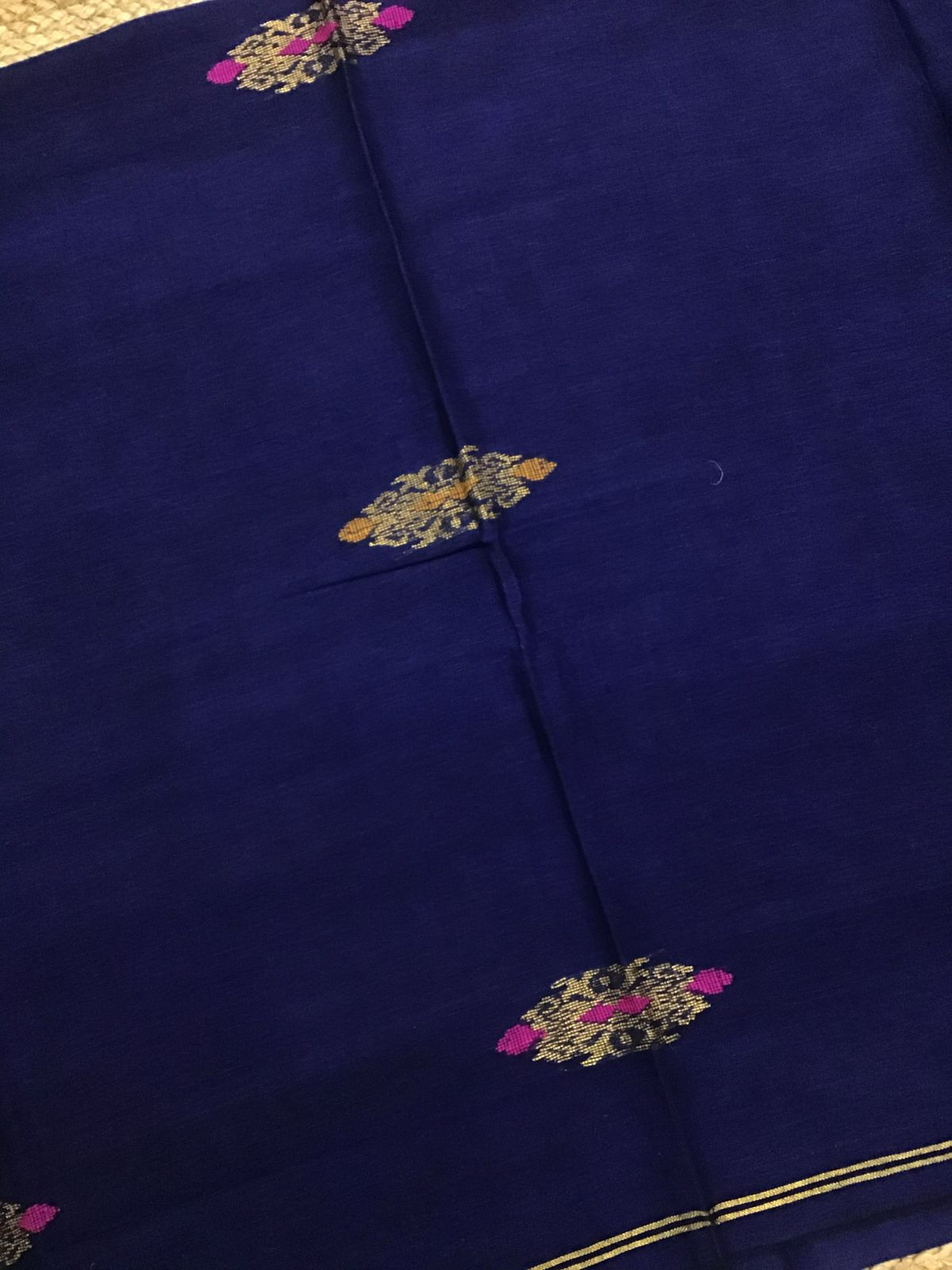 Pure Linen Jute Cotton Self Weaved Kurta Dupatta Set - Blue