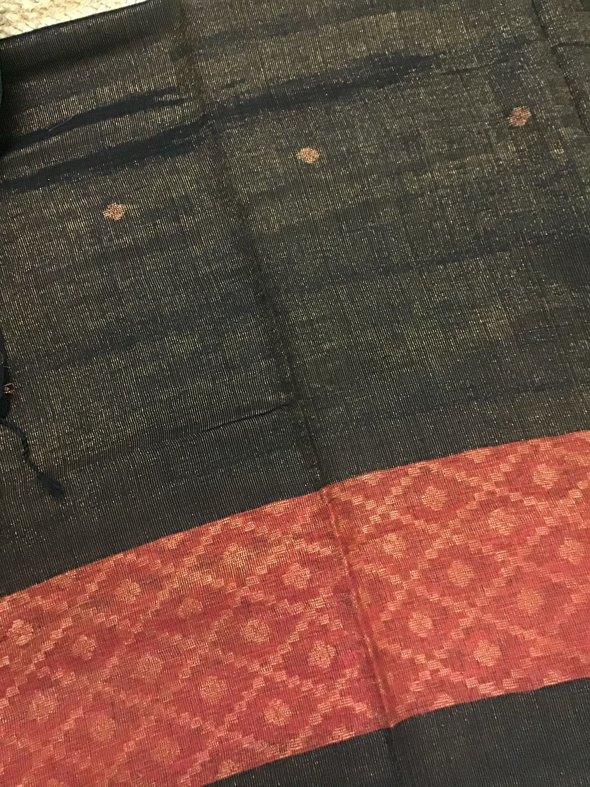 Pure Linen Tissue Self Weaved Kurta Dupatta Set - Black