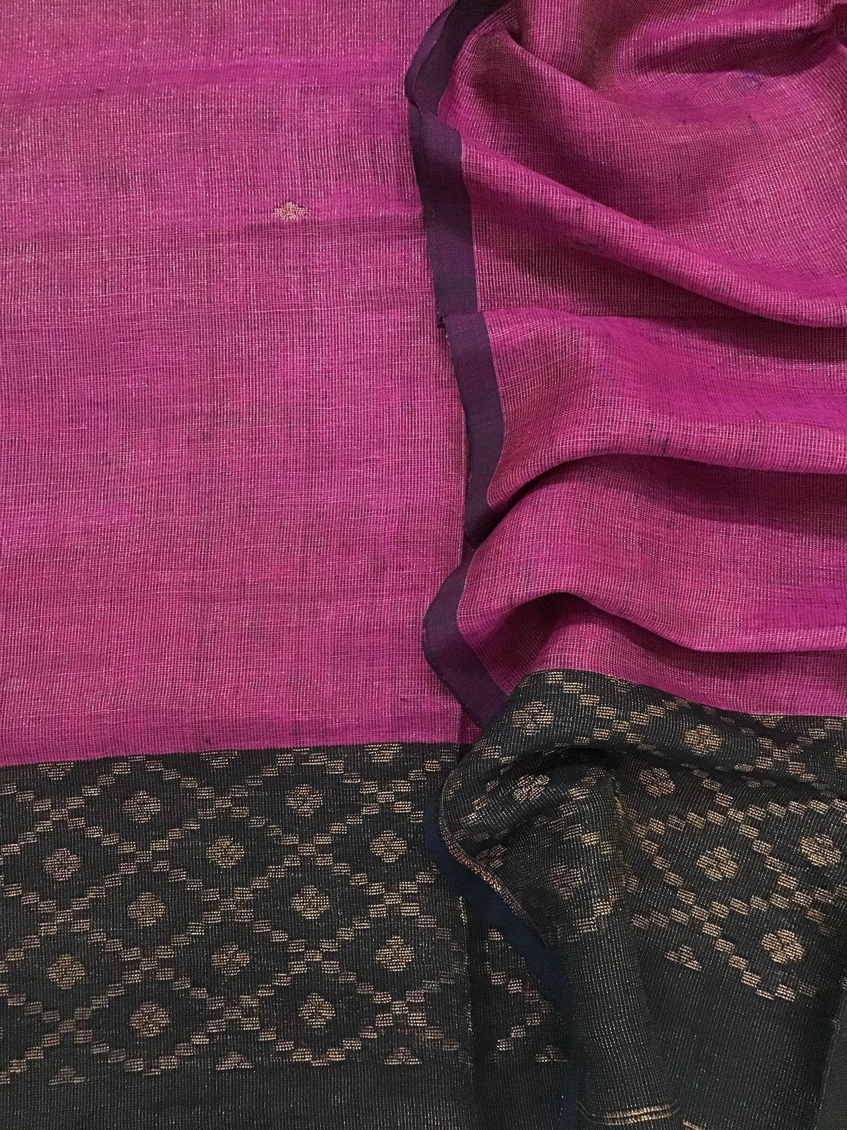 Pure Linen Tissue Self Weaved Kurta Dupatta Set - Pink