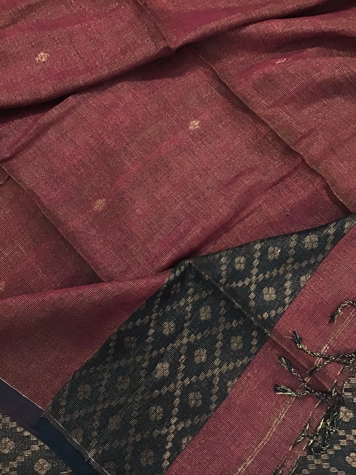 Pure Linen Tissue Self Weaved Kurta Dupatta Set - Brown