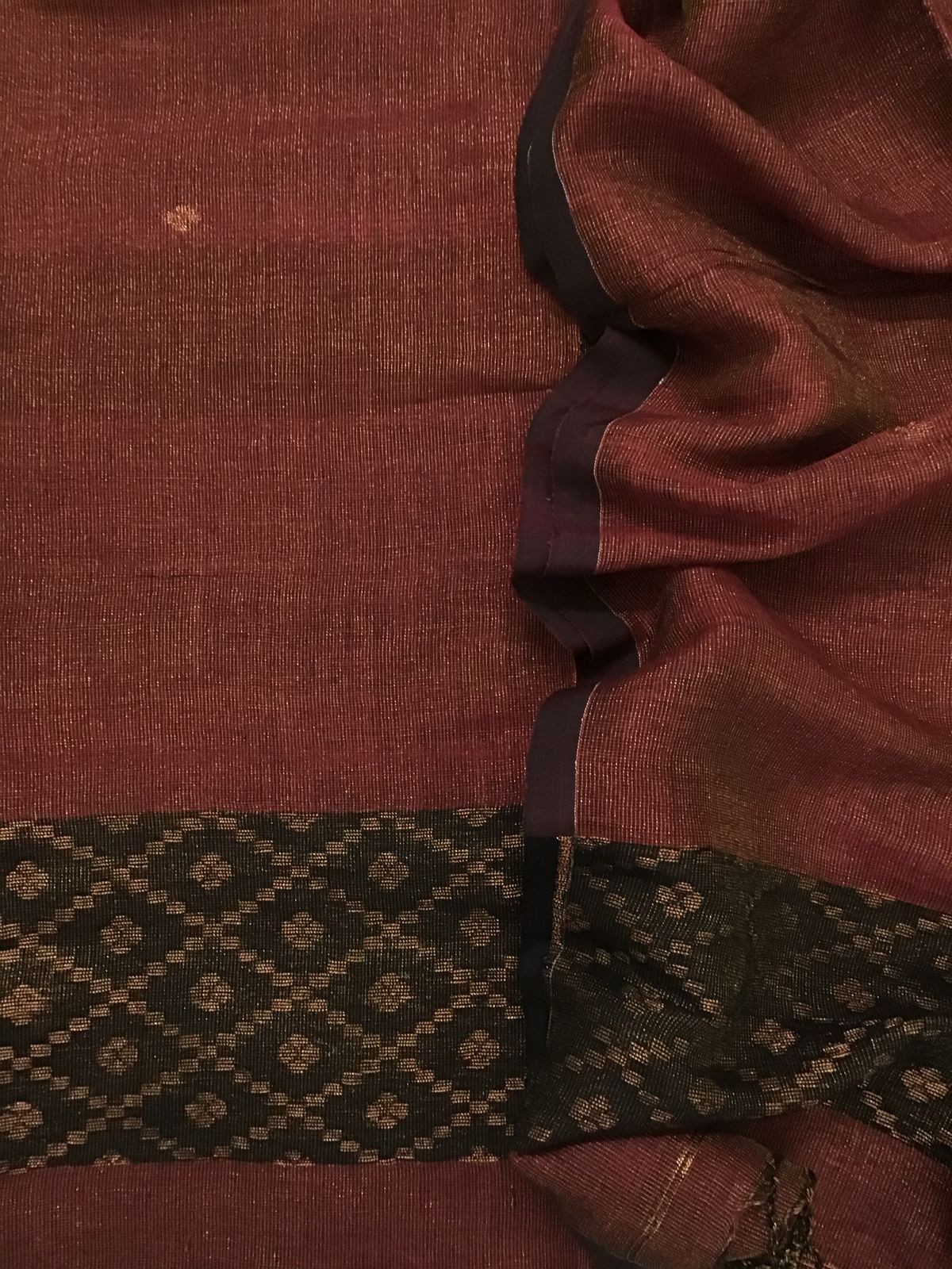 Pure Linen Tissue Self Weaved Kurta Dupatta Set - Brown