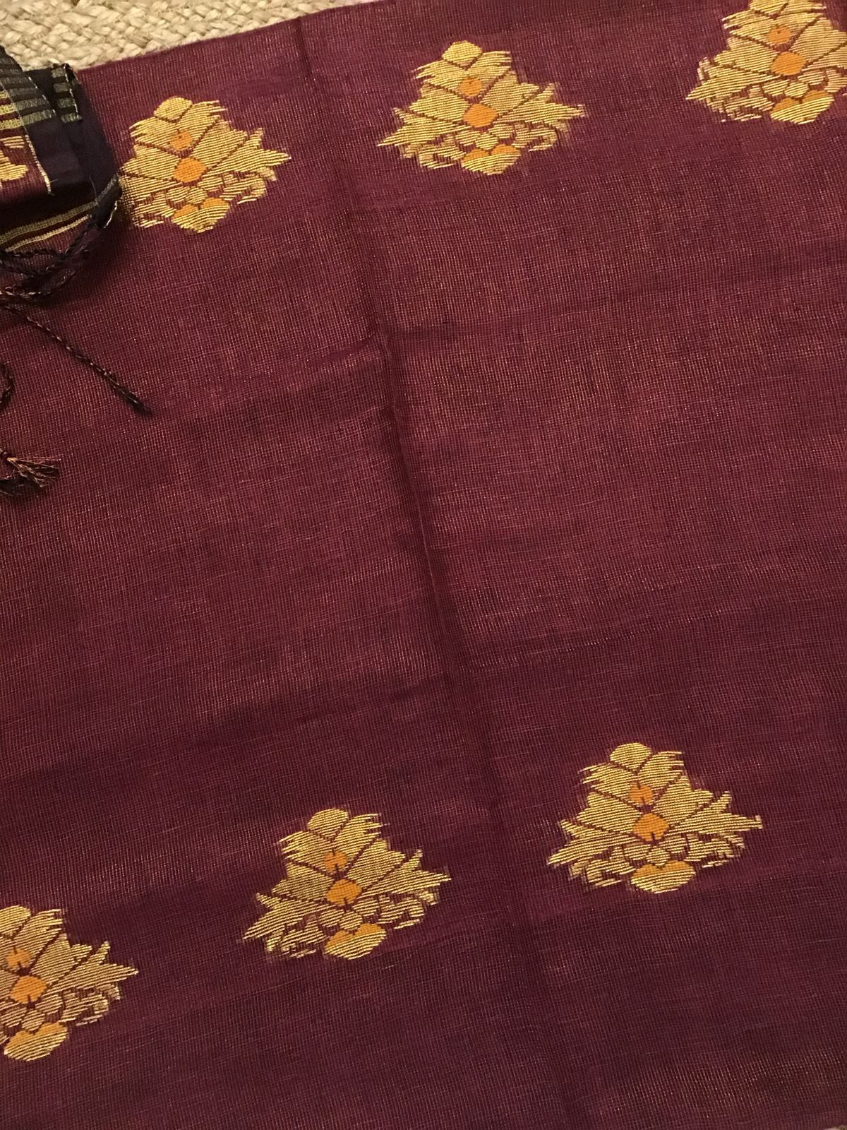 Pure Linen Tissue Self Weaved Kurta Dupatta Set - Maroon