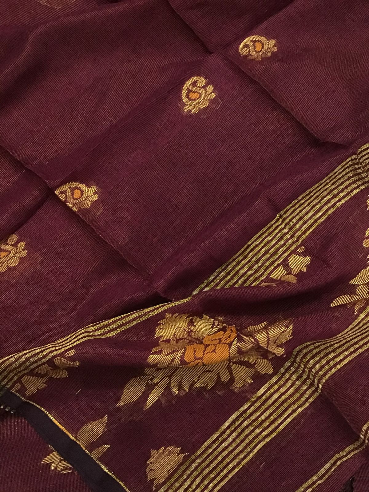 Pure Linen Tissue Self Weaved Kurta Dupatta Set - Maroon