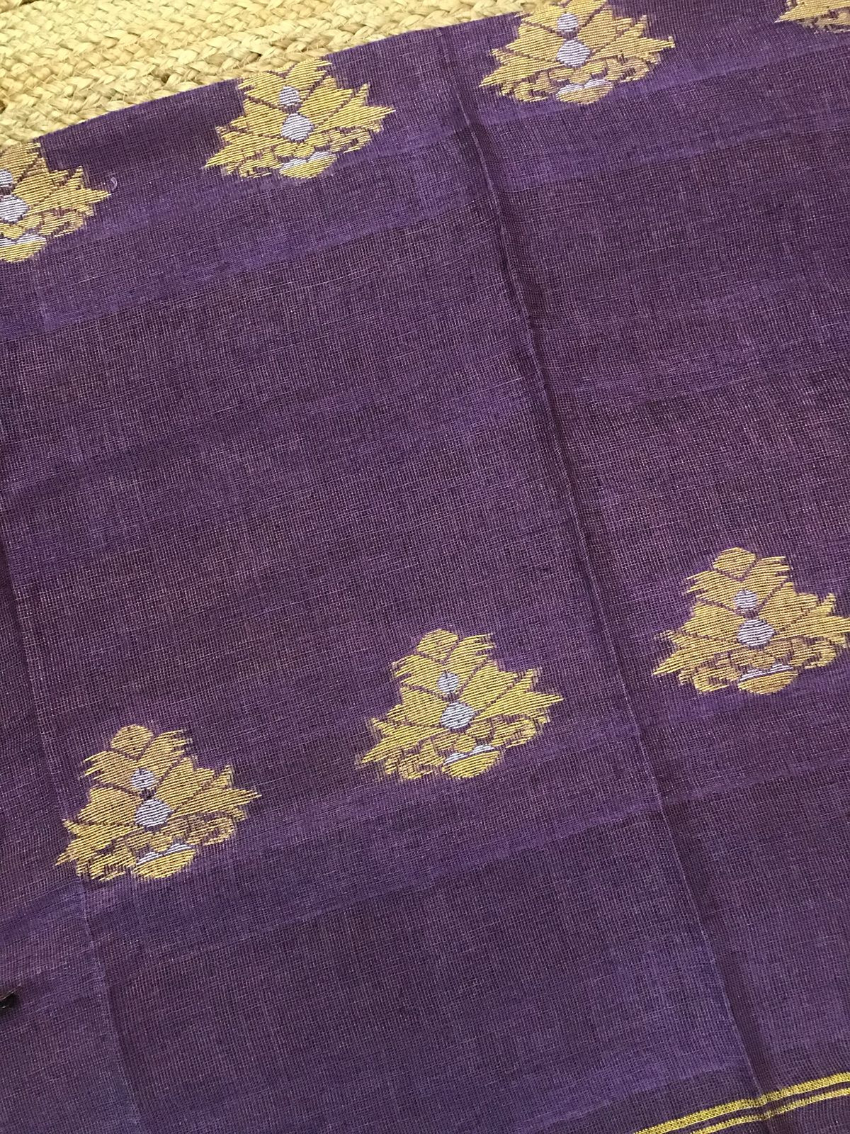 Pure Linen Tissue Self Weaved Kurta Dupatta Set - Purple