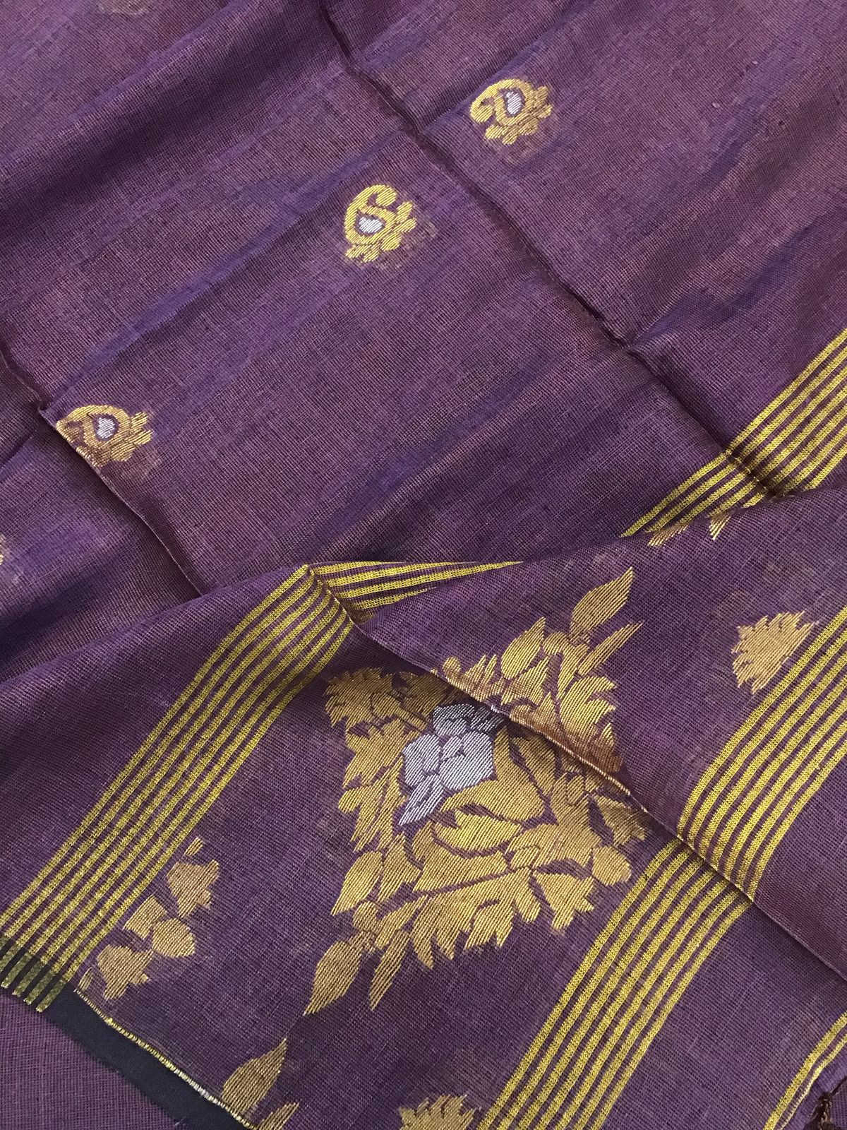Pure Linen Tissue Self Weaved Kurta Dupatta Set - Purple