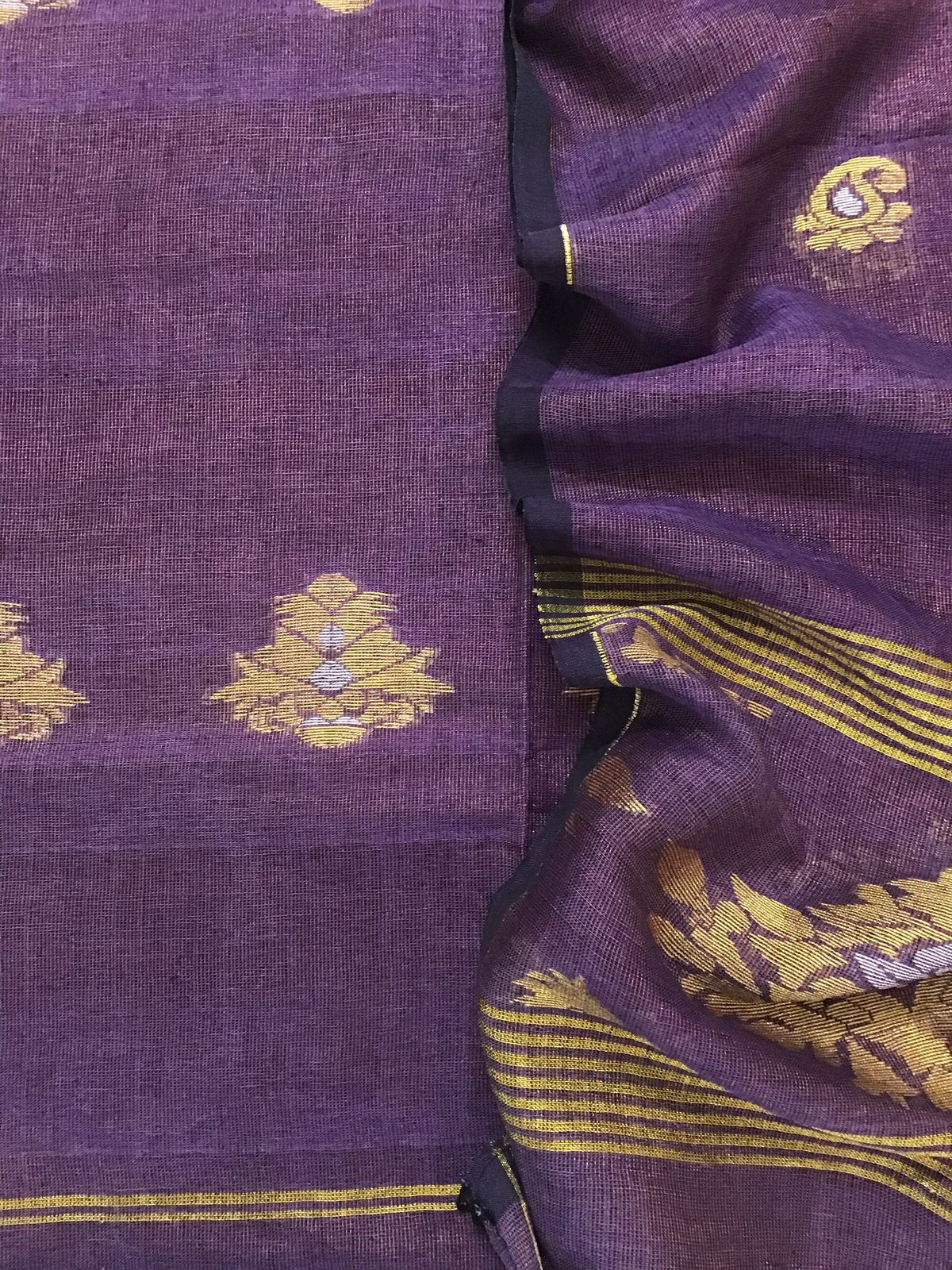 Pure Linen Tissue Self Weaved Kurta Dupatta Set - Purple
