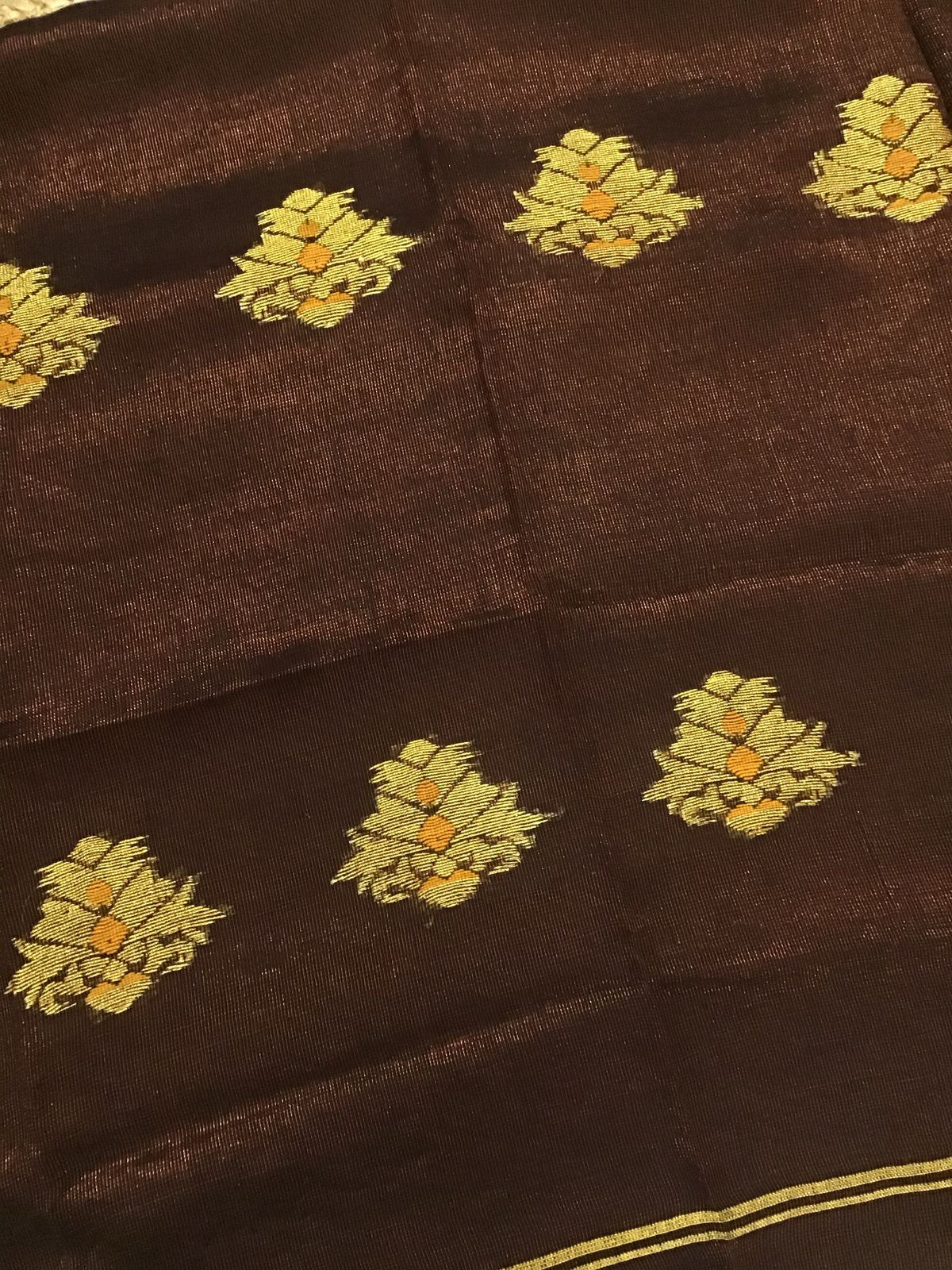 Pure Linen Tissue Self Weaved Kurta Dupatta Set - Brown