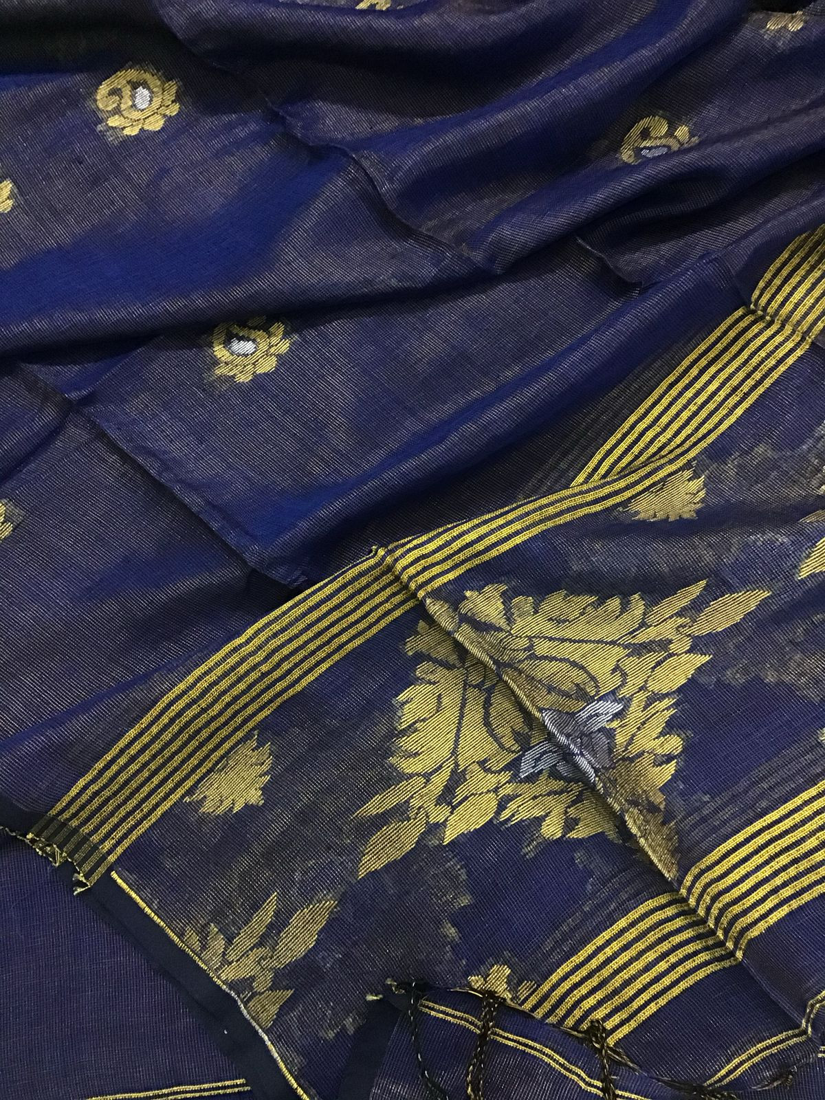 Pure Linen Tissue Self Weaved Kurta Dupatta Set - Blue