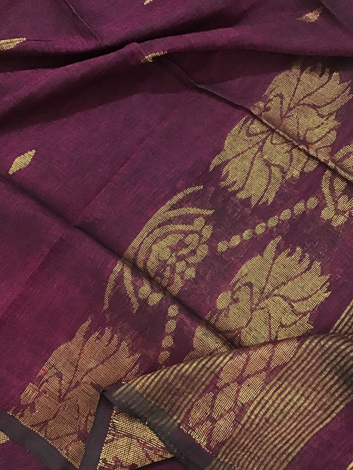 Pure Linen Jute Cotton Self Weaved Kurta Dupatta Set - Wine