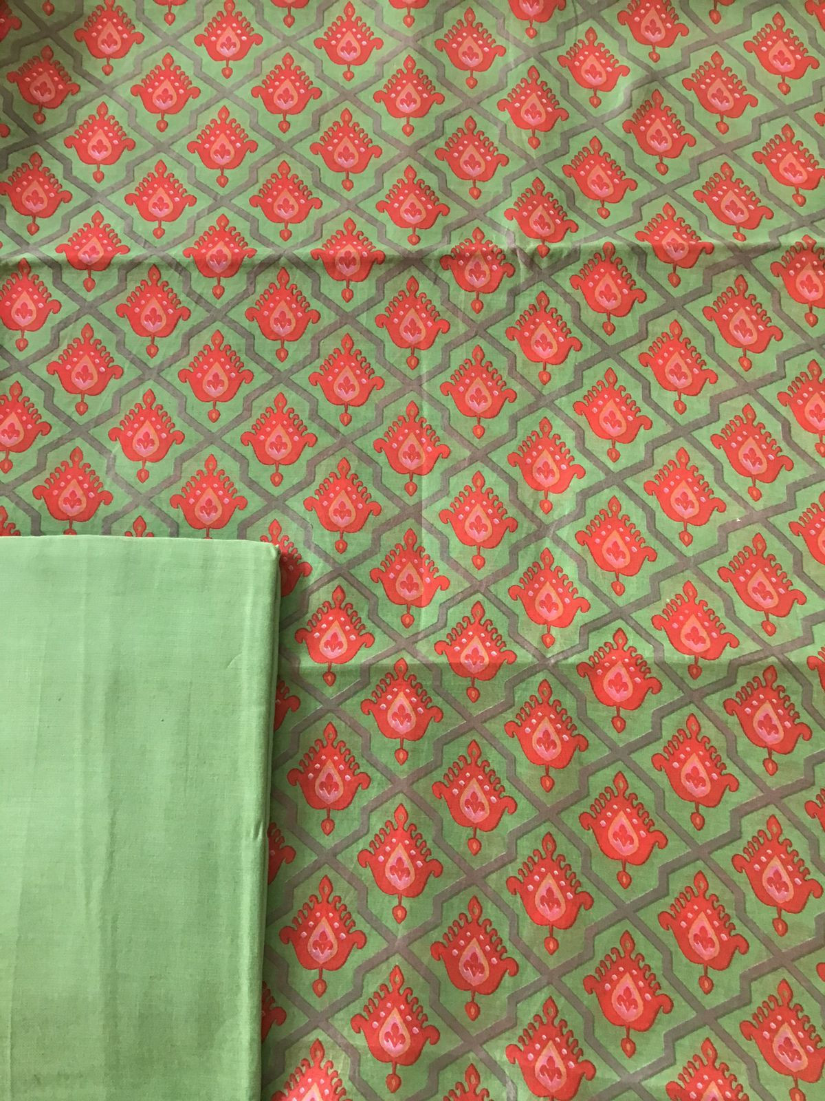 Pure Maheshwari Printed Suit - Green