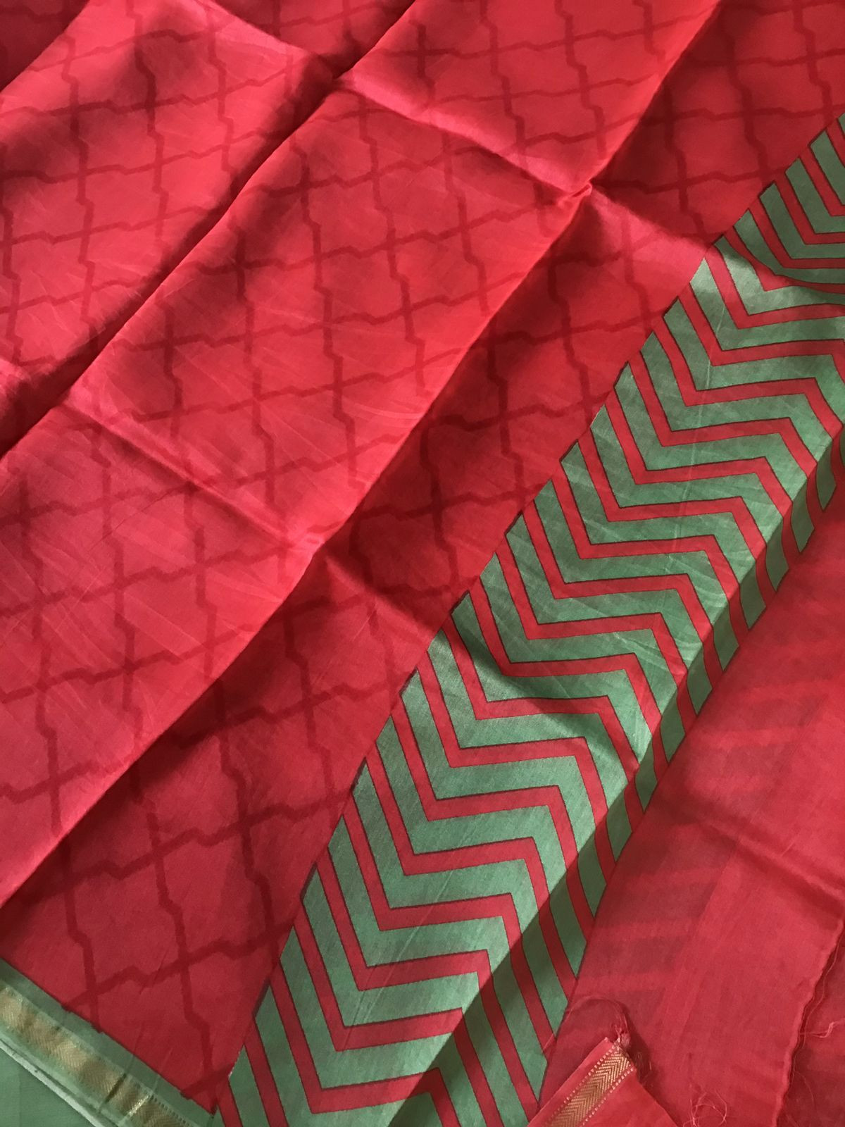 Pure Maheshwari Printed Suit - Green