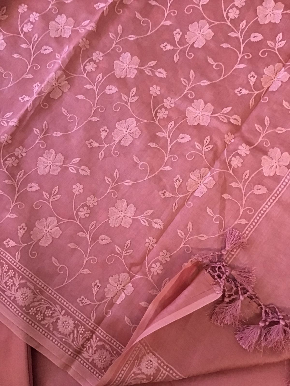 Pure Chanderi Embroidered Suit - Pink