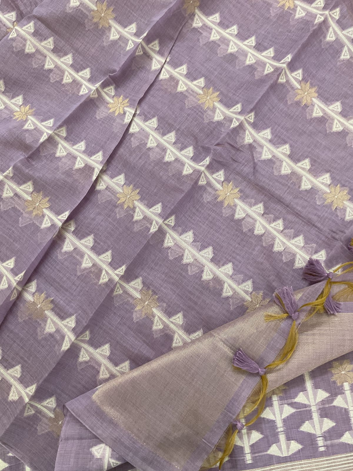 Soft Kora Chanderi Jamdani Weaved Embroidered Suit - Lavender