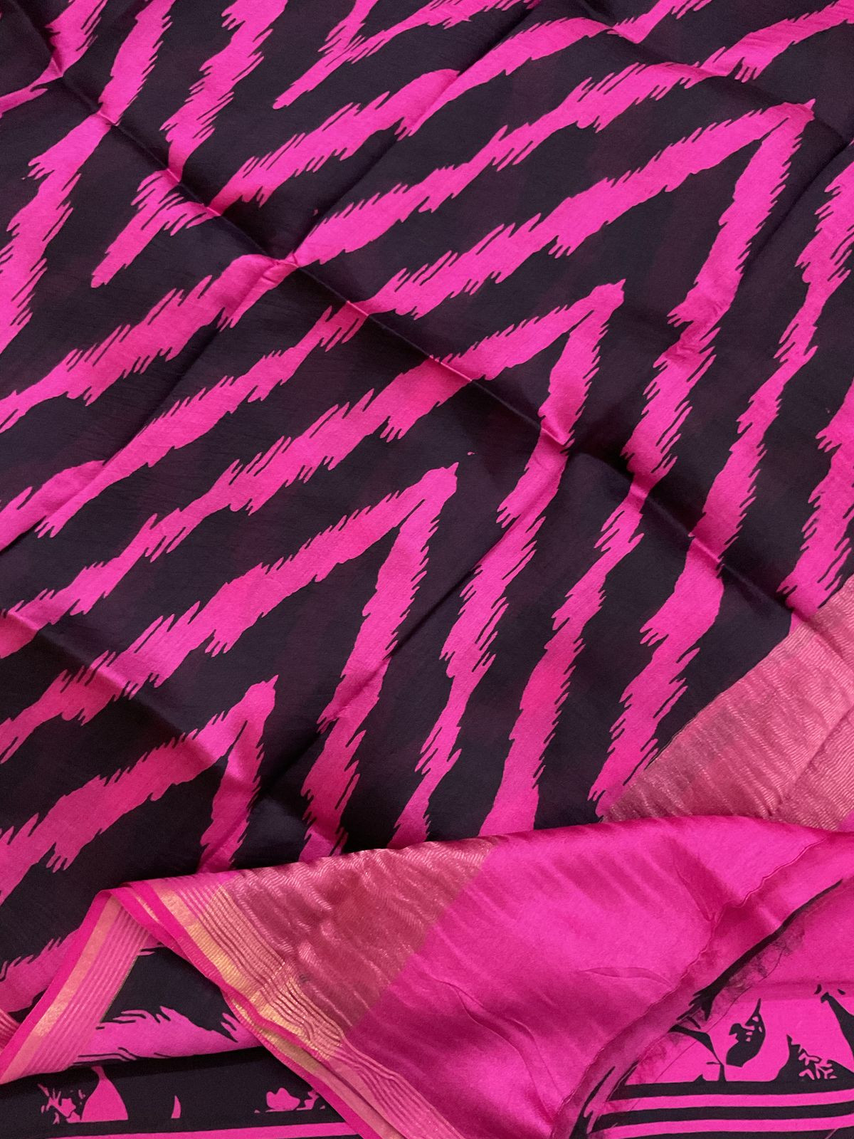 Pure Chanderi Printed Suit - Black