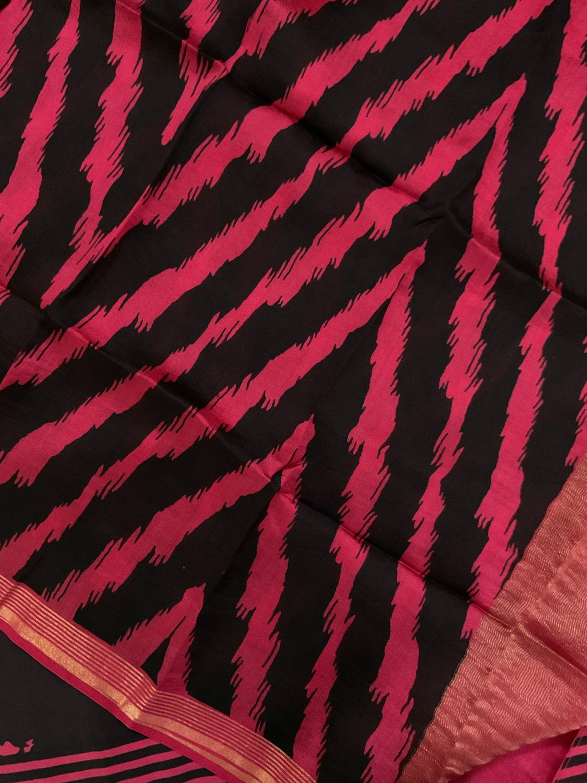 Pure Chanderi Printed Suit - Black