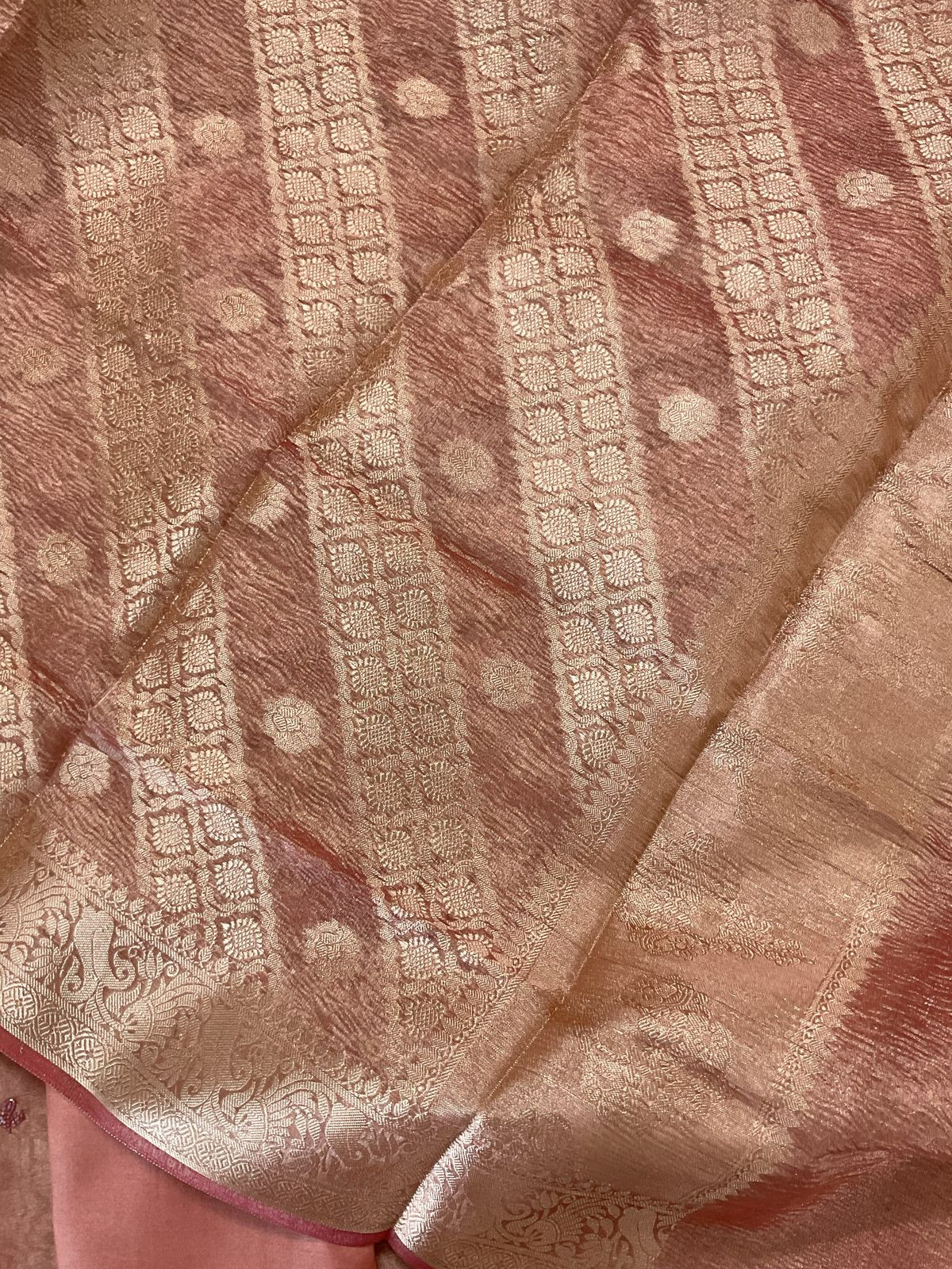 Soft Tissue Organza Embroidered Suit - Peach