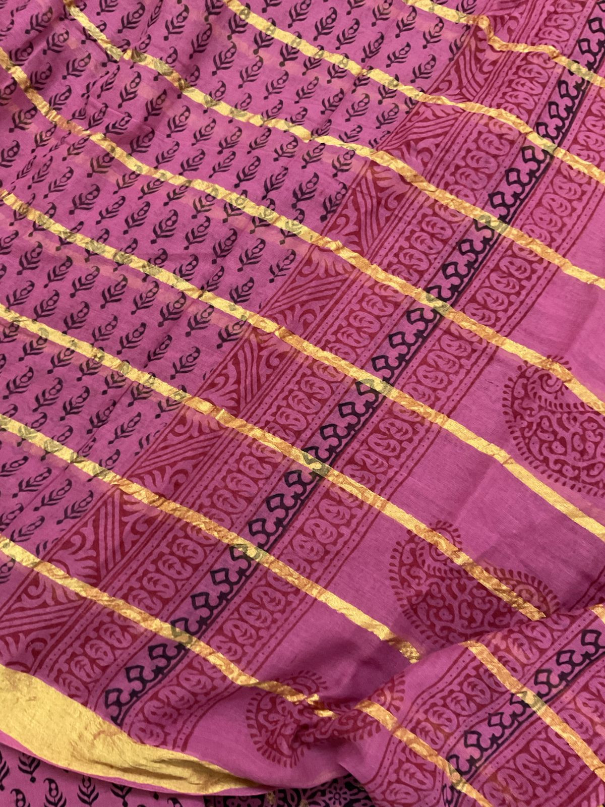 Pure Cotton Bagh Printed Banarasi Weaved Suit - Pink