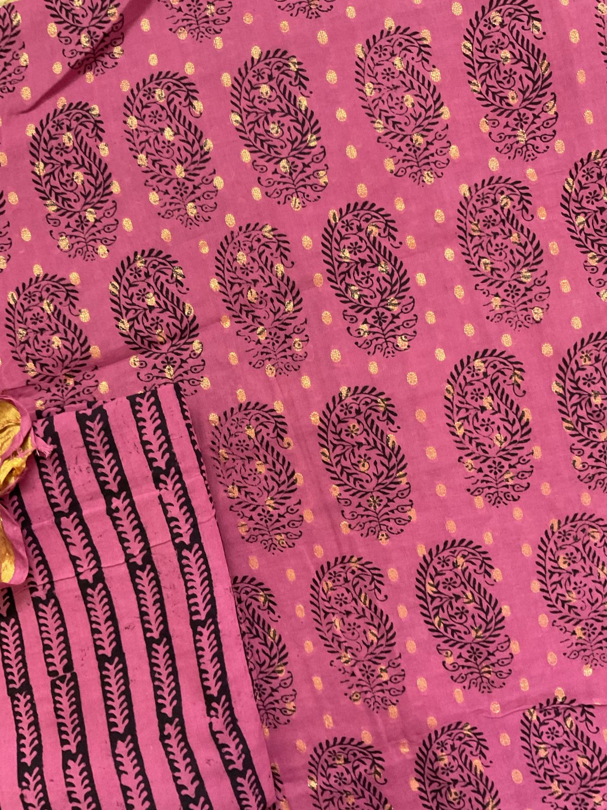 Pure Cotton Bagh Printed Banarasi Weaved Suit - Pink