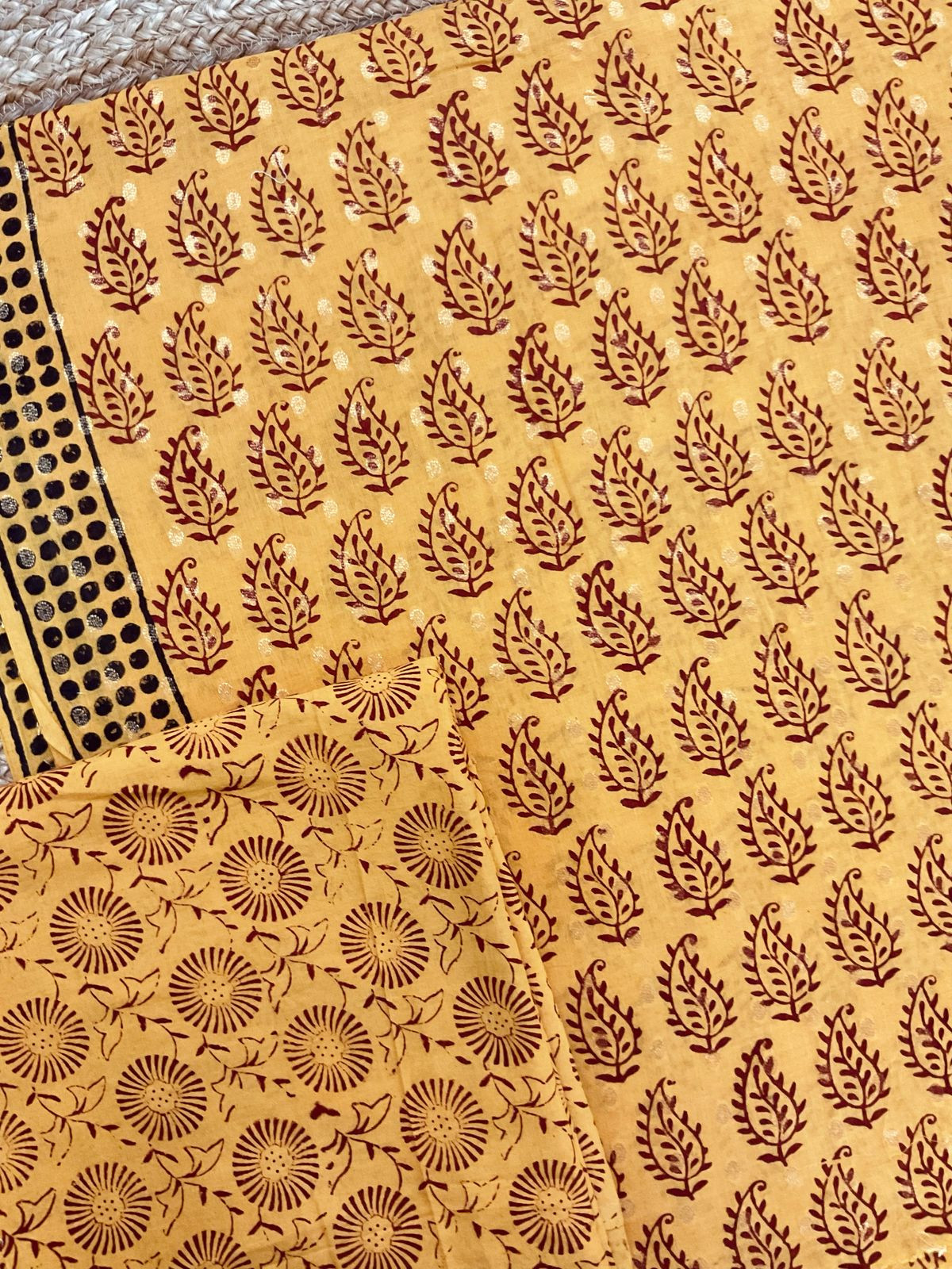 Pure Cotton Bagh Printed Banarasi Weaved Suit - Yellow