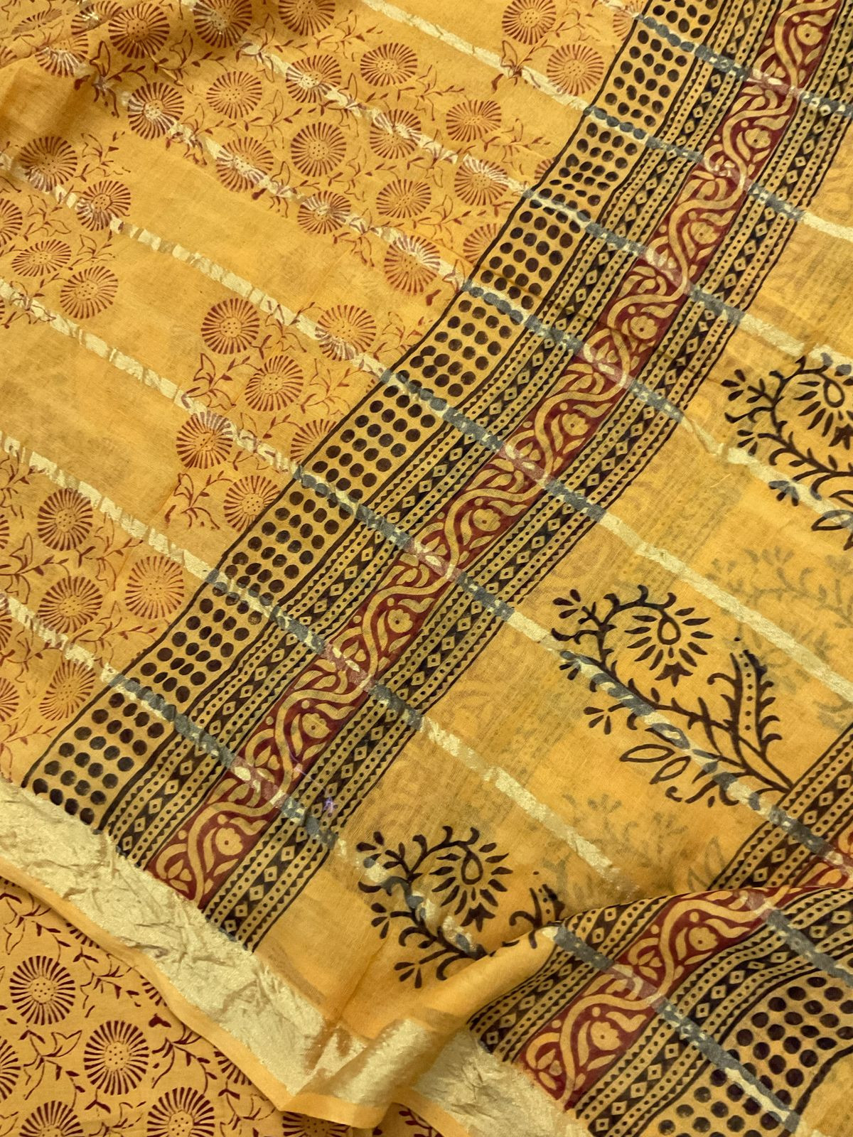 Pure Cotton Bagh Printed Banarasi Weaved Suit - Yellow